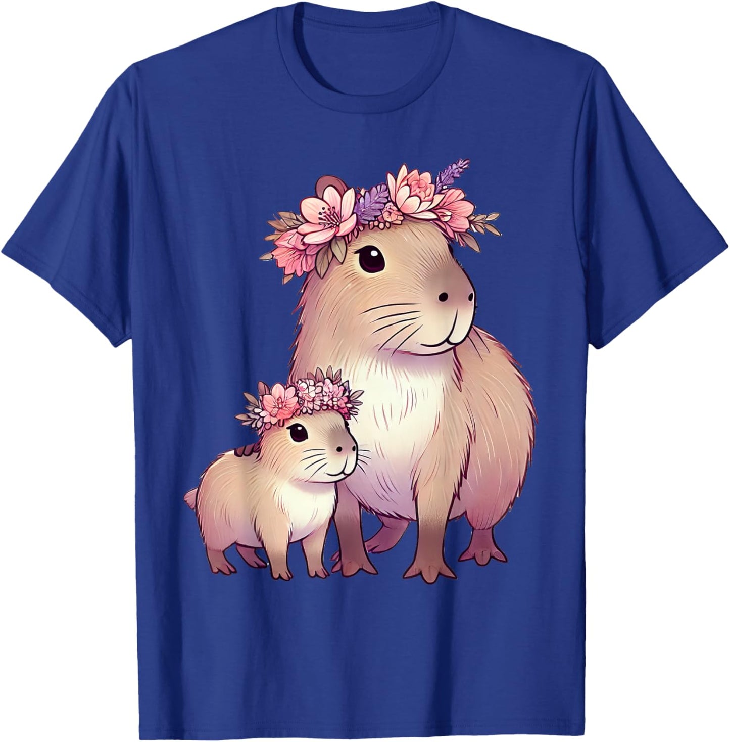 Capybara Mom Flower T-Shirt - T-Shirt | Royal
