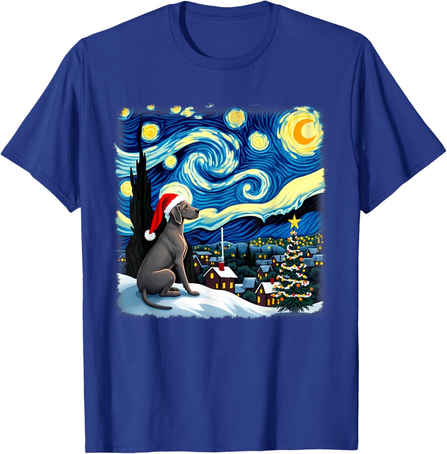 Christmas Weimaraner Dog Starry Night T-Shirt - T-Shirt | Royal