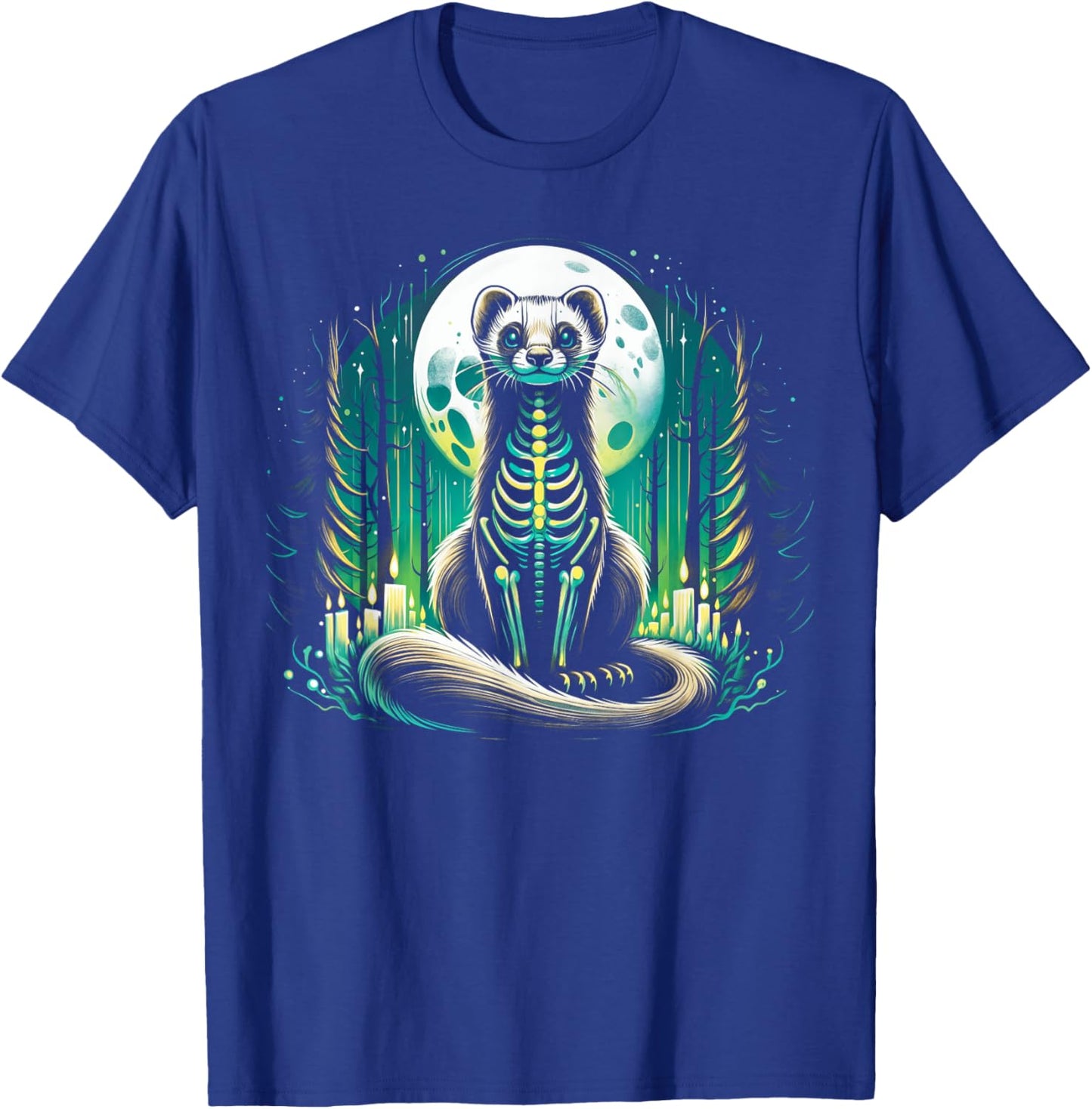 Cool Ferret Skeleton Halloween Christmas Birthday T-Shirt - T-Shirt | Royal