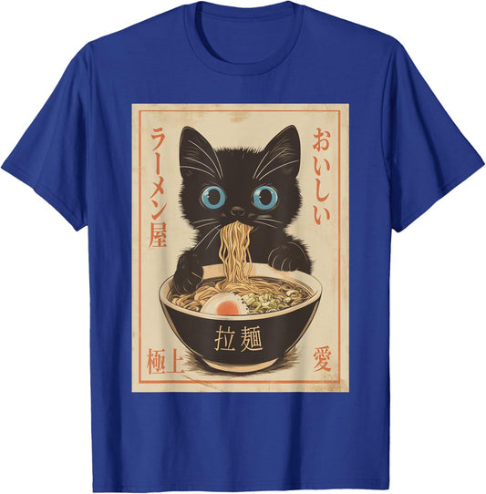 Cat Ramen Funny Japanese Kawaii Anime Vintage T-Shirt - T-Shirt | Royal