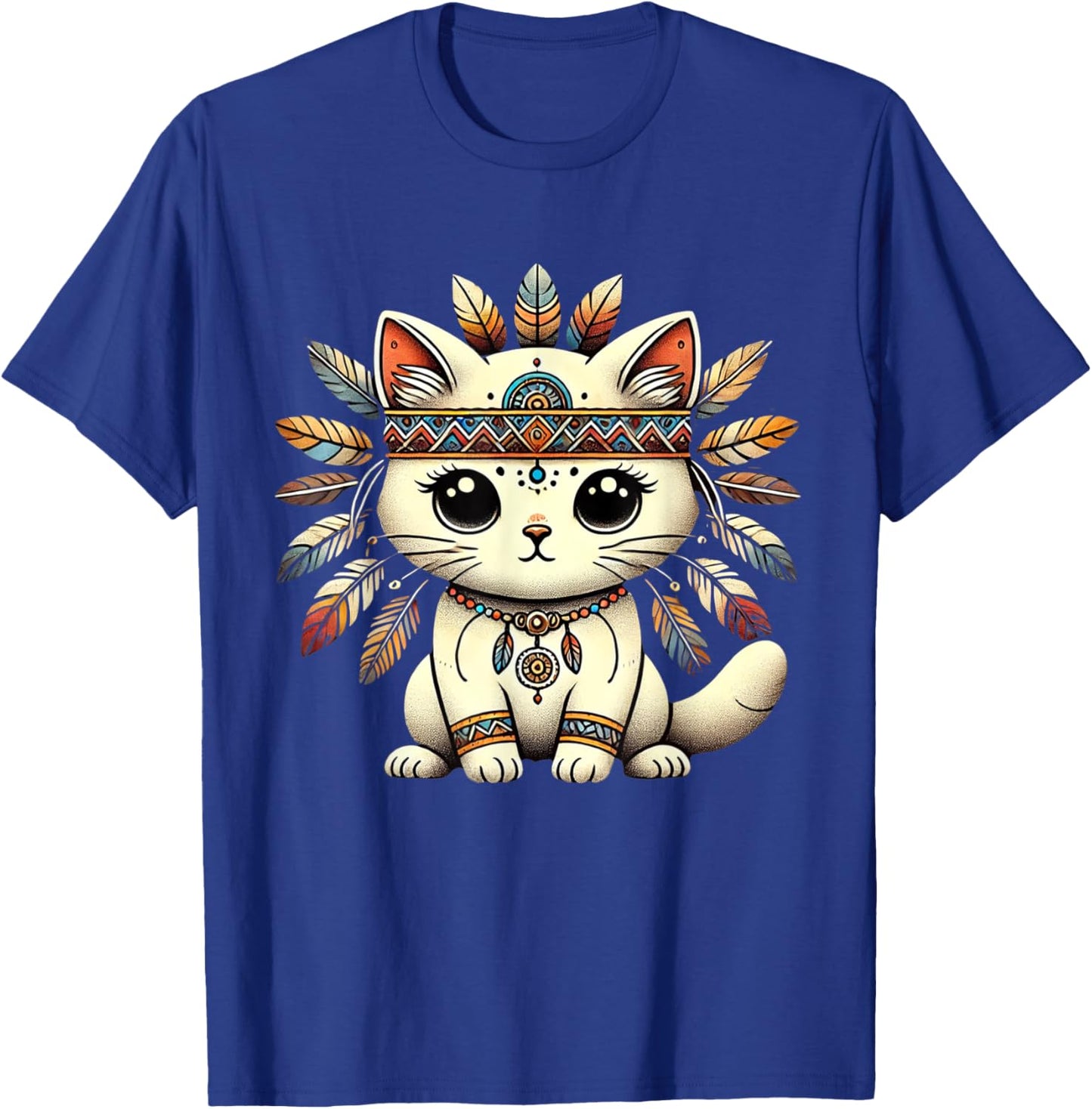 Native American Indian Cute Cat Culture and Heritage Women Kids T-Shirt - T-Shirt | Royal