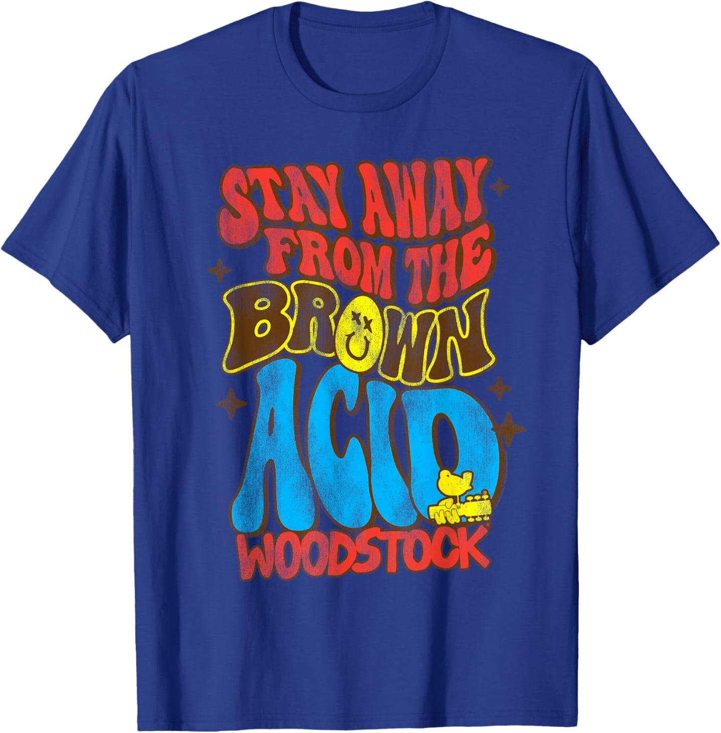 Woodstock Stay Away From The Brown Acid T-Shirt - T-Shirt | Royal