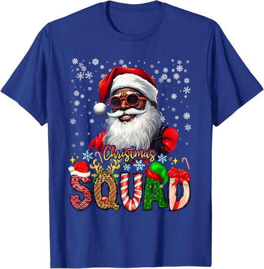 Christmas Squad Santa Afro Man Proud Black African American T-Shirt - T-Shirt | Royal