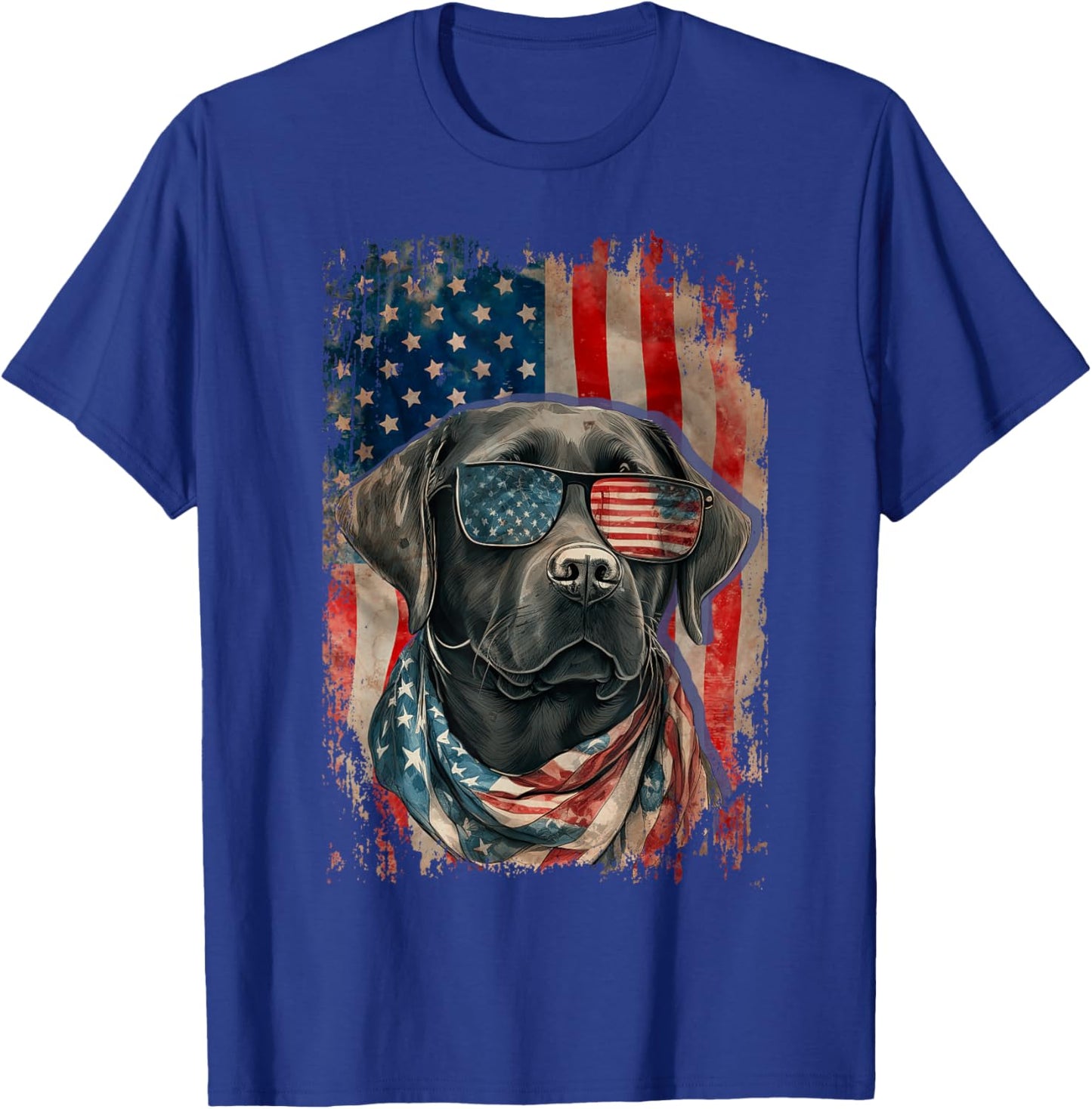 Black Labrador Retriever USA Flag Vintage Labrador Dog Lover T-Shirt - T-Shirt | Royal