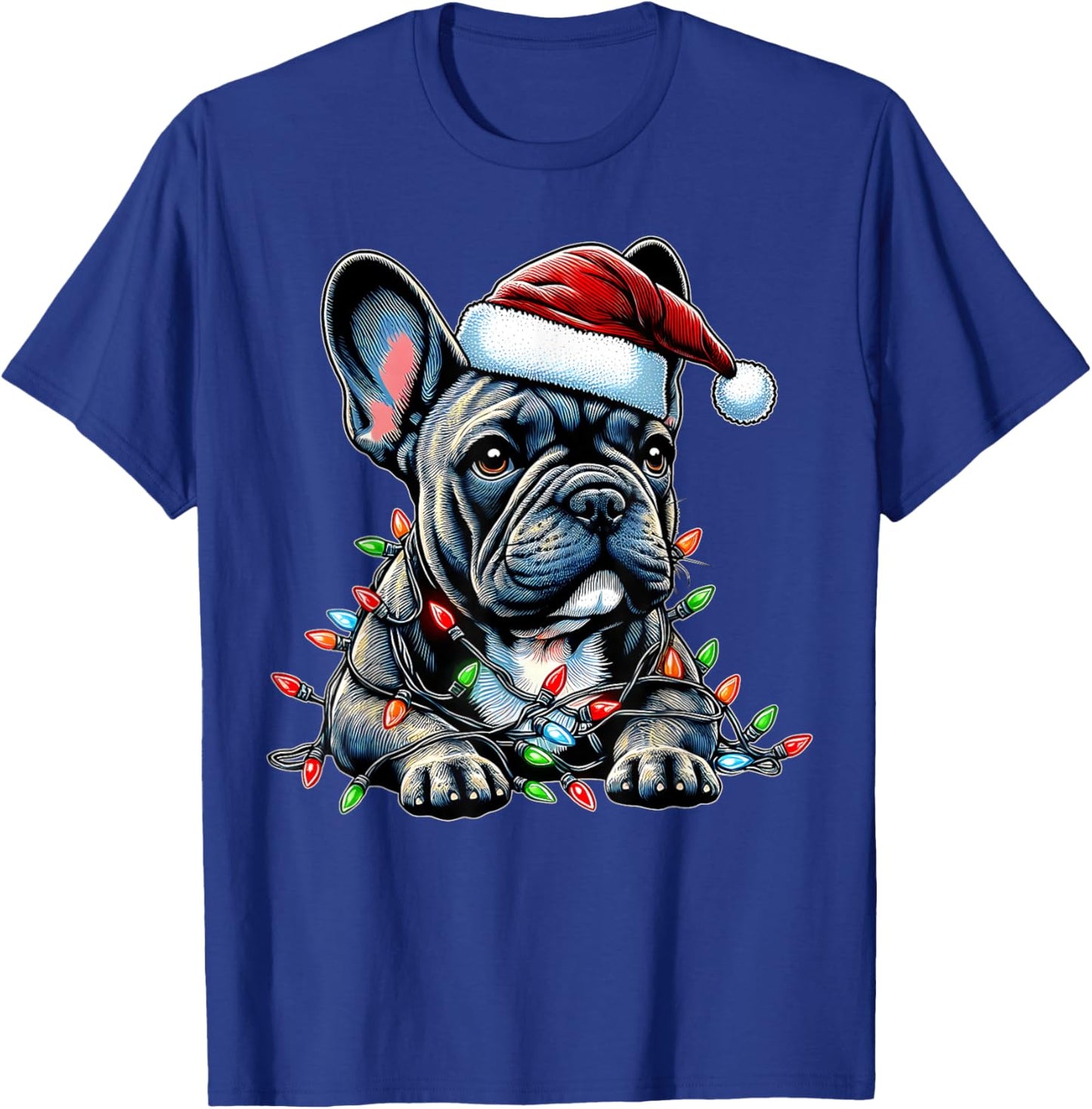 French Bulldog Frenchie Christmas Hat Xmas Men Women Kids T-Shirt - T-Shirt | Royal