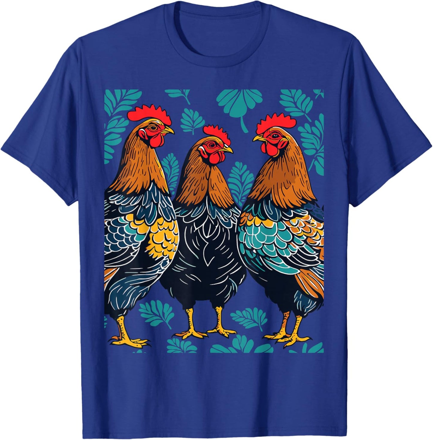 Three French Hens Cut-Out Stencil-Style T-Shirt - T-Shirt | Royal