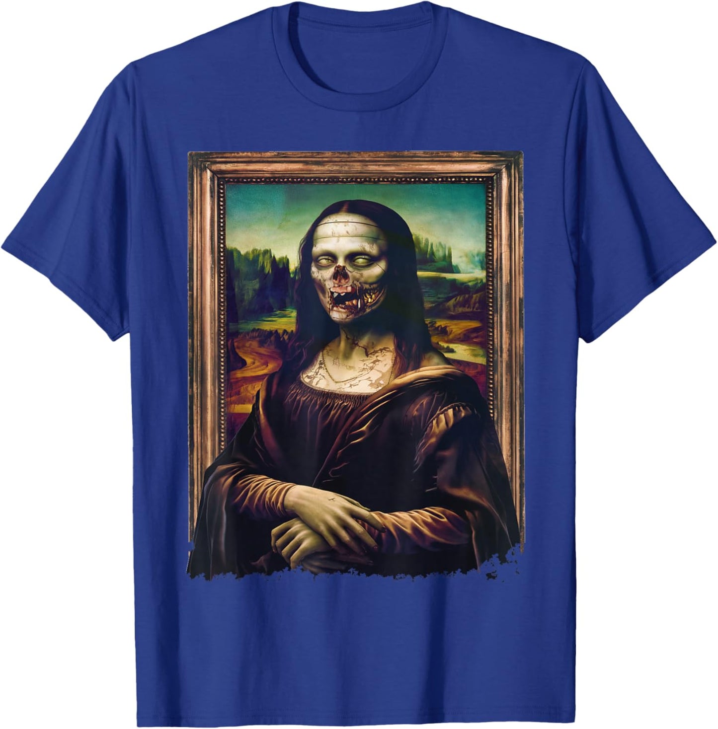 Mona Lisa Art Halloween Funny Zombie T-Shirt - T-Shirt | Royal