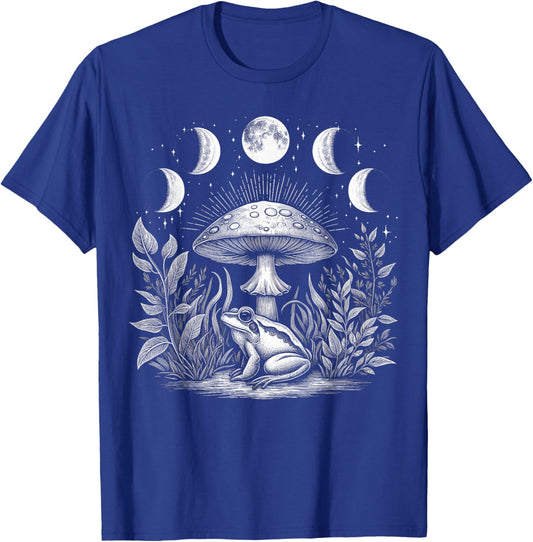 Cute Cottagecore Aesthetic Frog Mushroom Moon Frog T-Shirt - T-Shirt | Royal