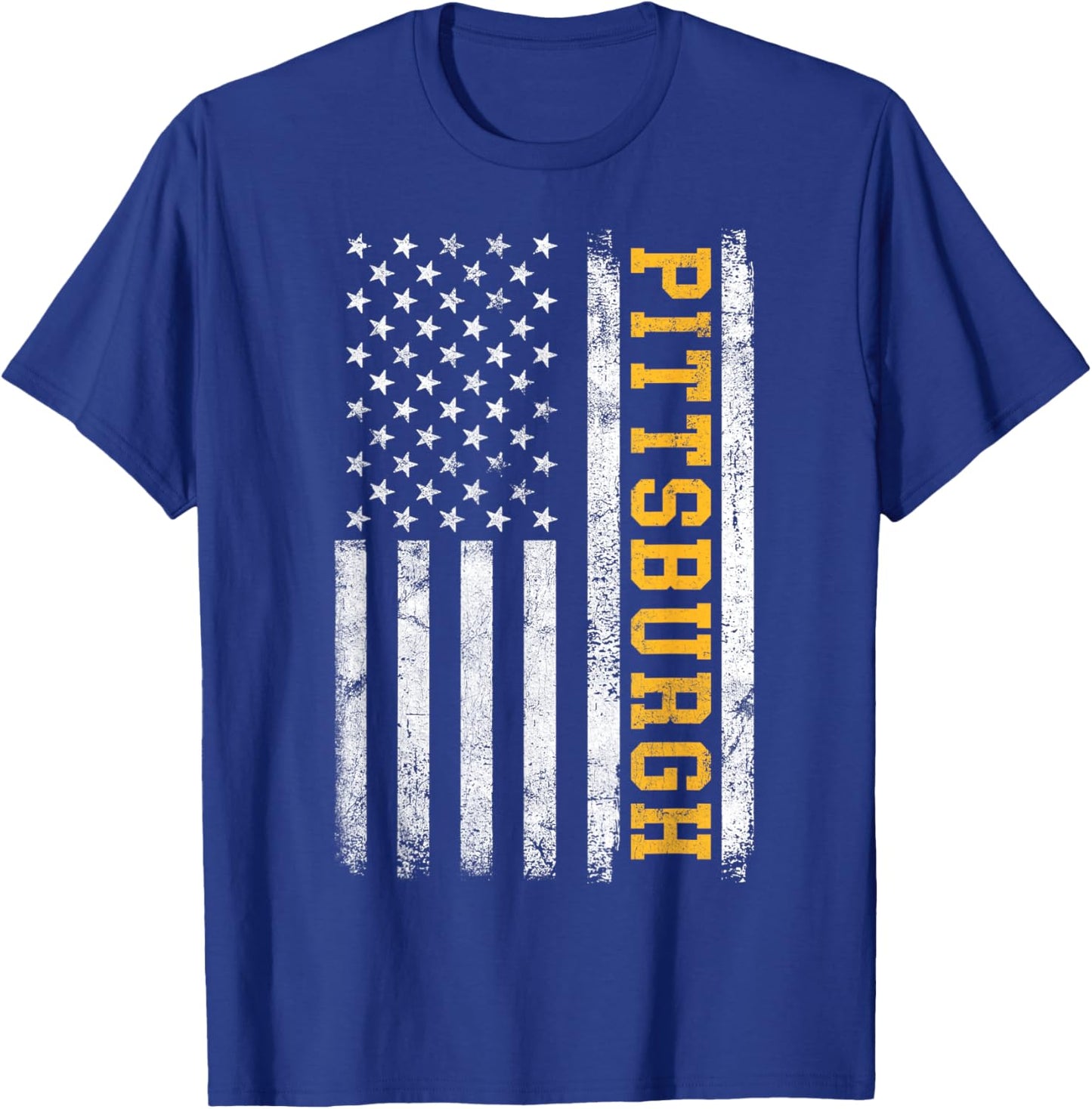 Pittsburgh Vintage Man Woman Kids US Flag Retro T-Shirt - T-Shirt | Royal