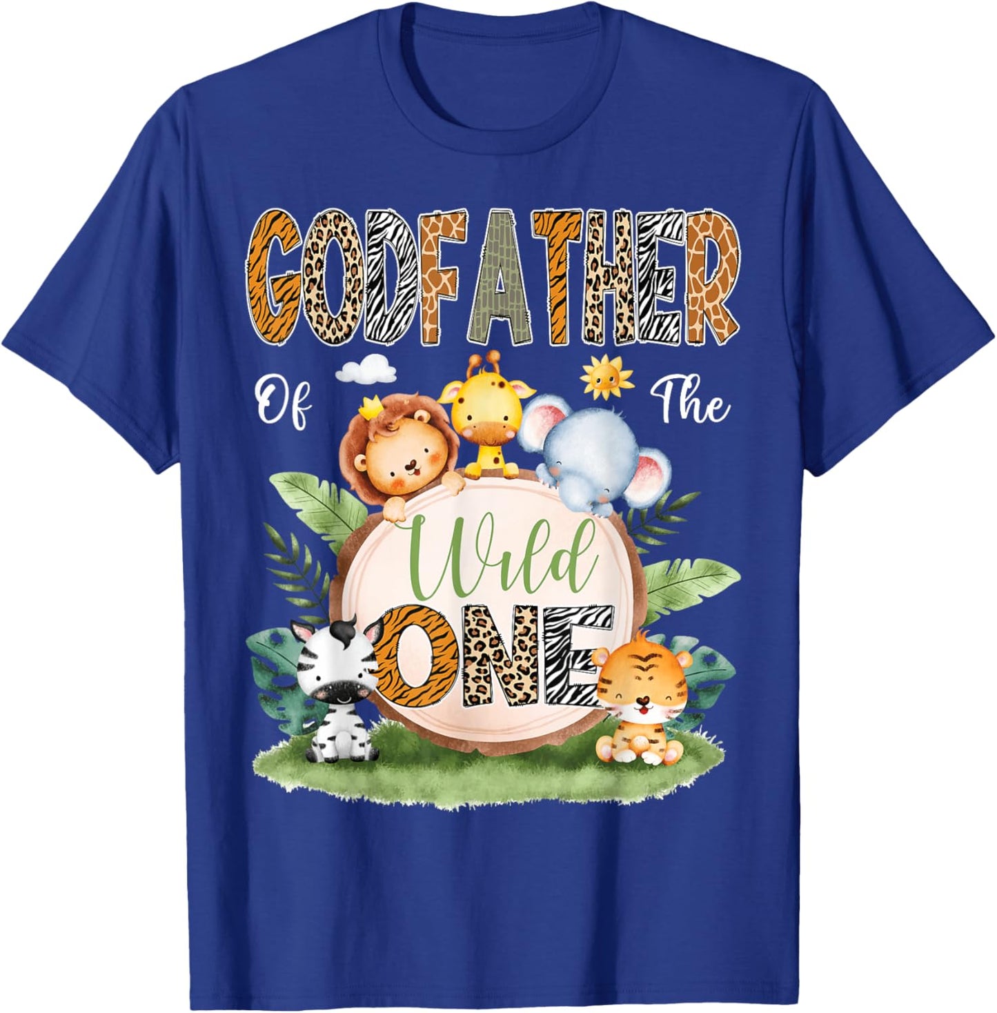 GodFather Of The Wild One 1St Birthday Kids Safari Jungle T-Shirt - T-Shirt | Royal