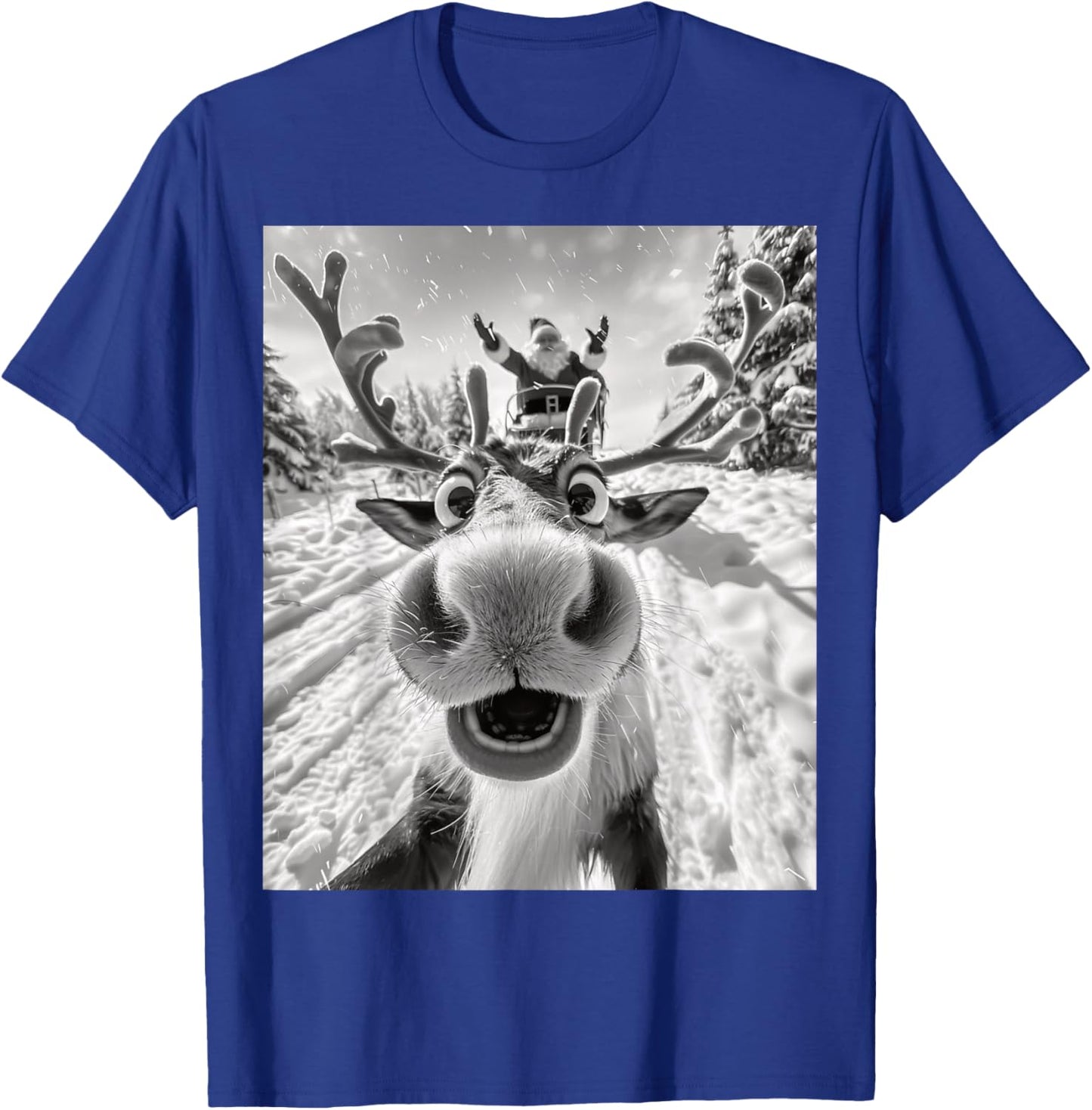 Funny Reindeer Selfie Christmas T-Shirt - T-Shirt | Royal