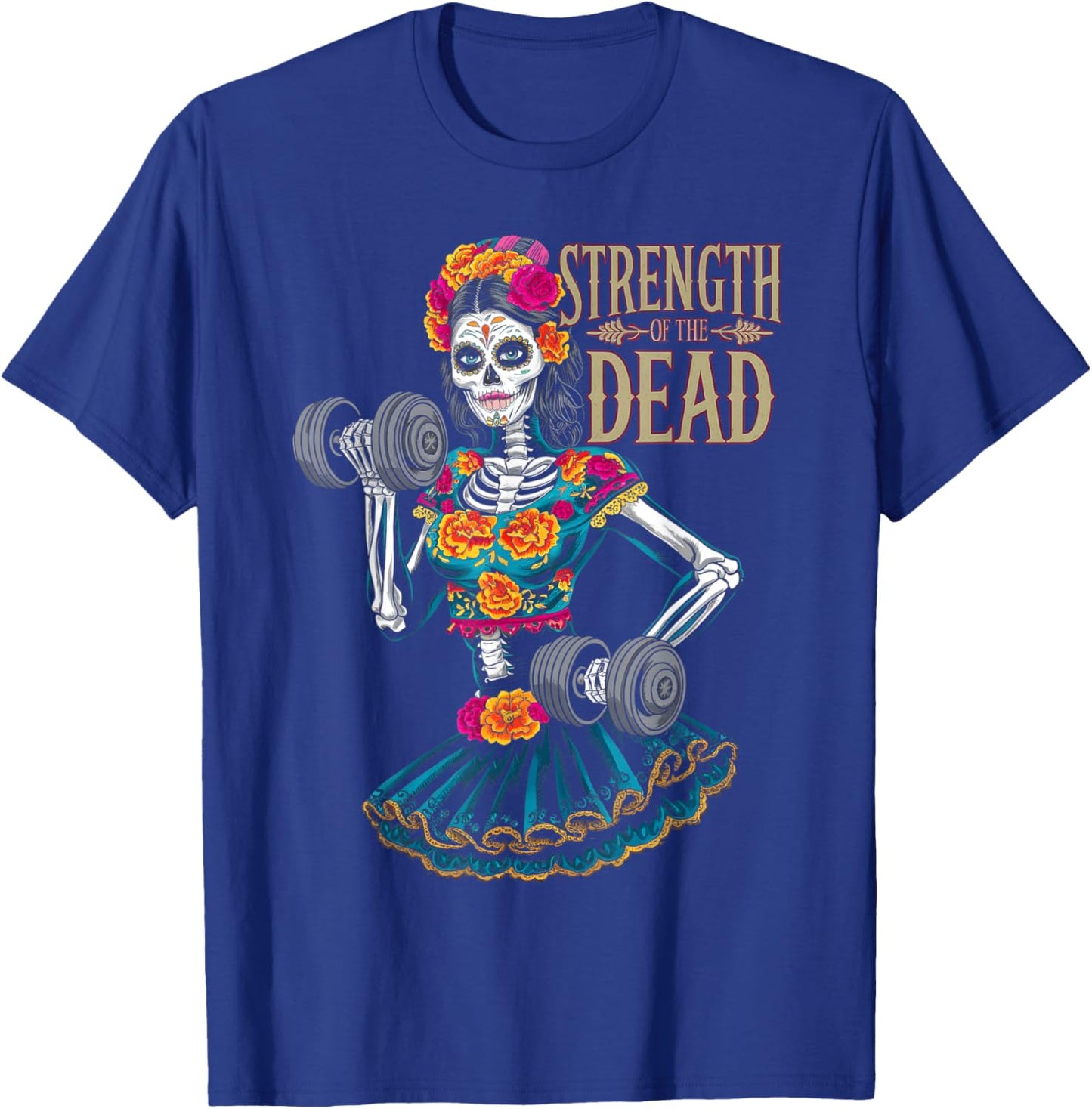 Dia De Los Muertos La Catrina Day of the Dead Gym Workout T-Shirt - T-Shirt | Royal