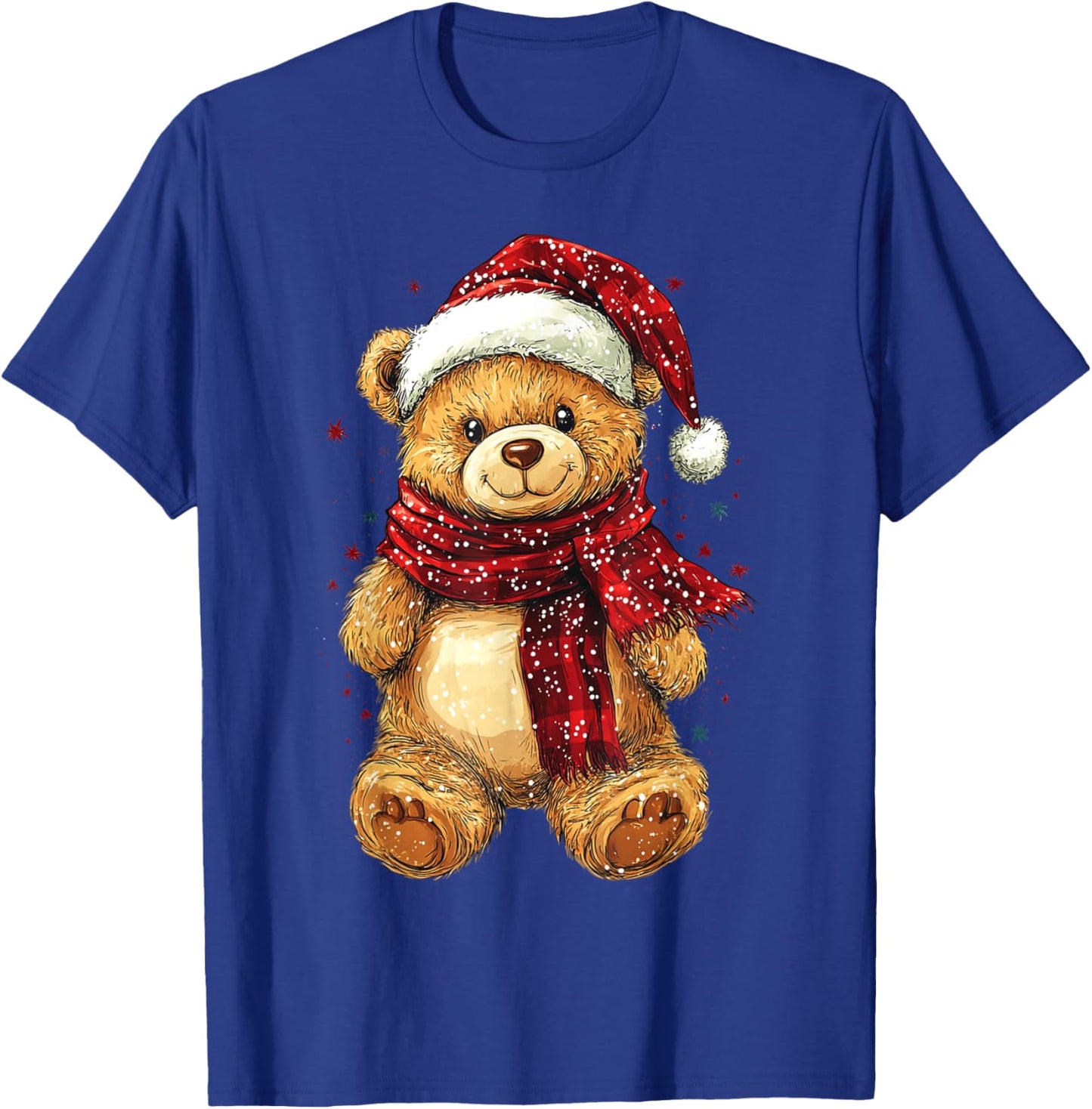 Teddy Bear Wearing Christmas Hat and Scarf Cute Bear T-Shirt - T-Shirt | Royal