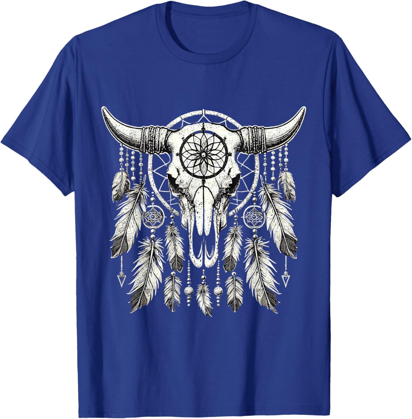 Vintage Boho Cow Skull cowgirl Dream catcher T-Shirt - T-Shirt | Royal