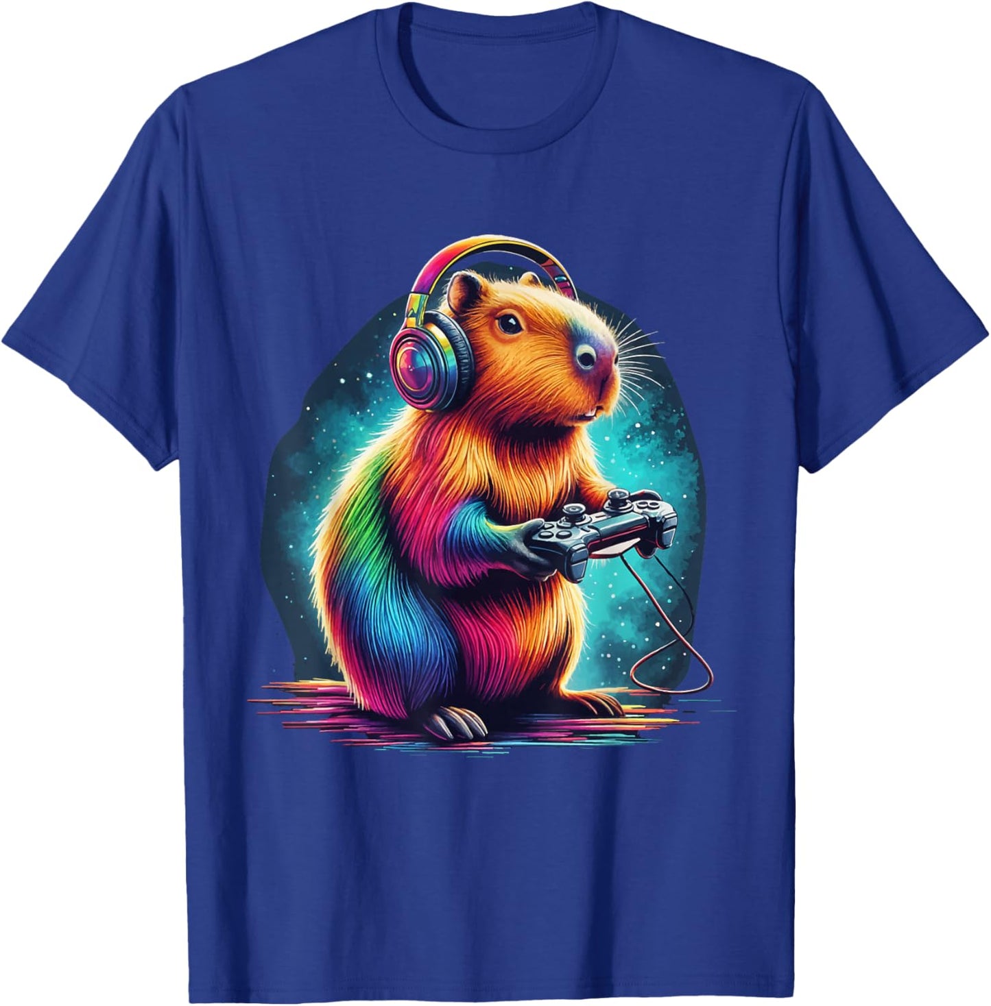 Capybara Gaming Shirt Video Game Colorful Capybara Gamer T-Shirt - T-Shirt | Royal