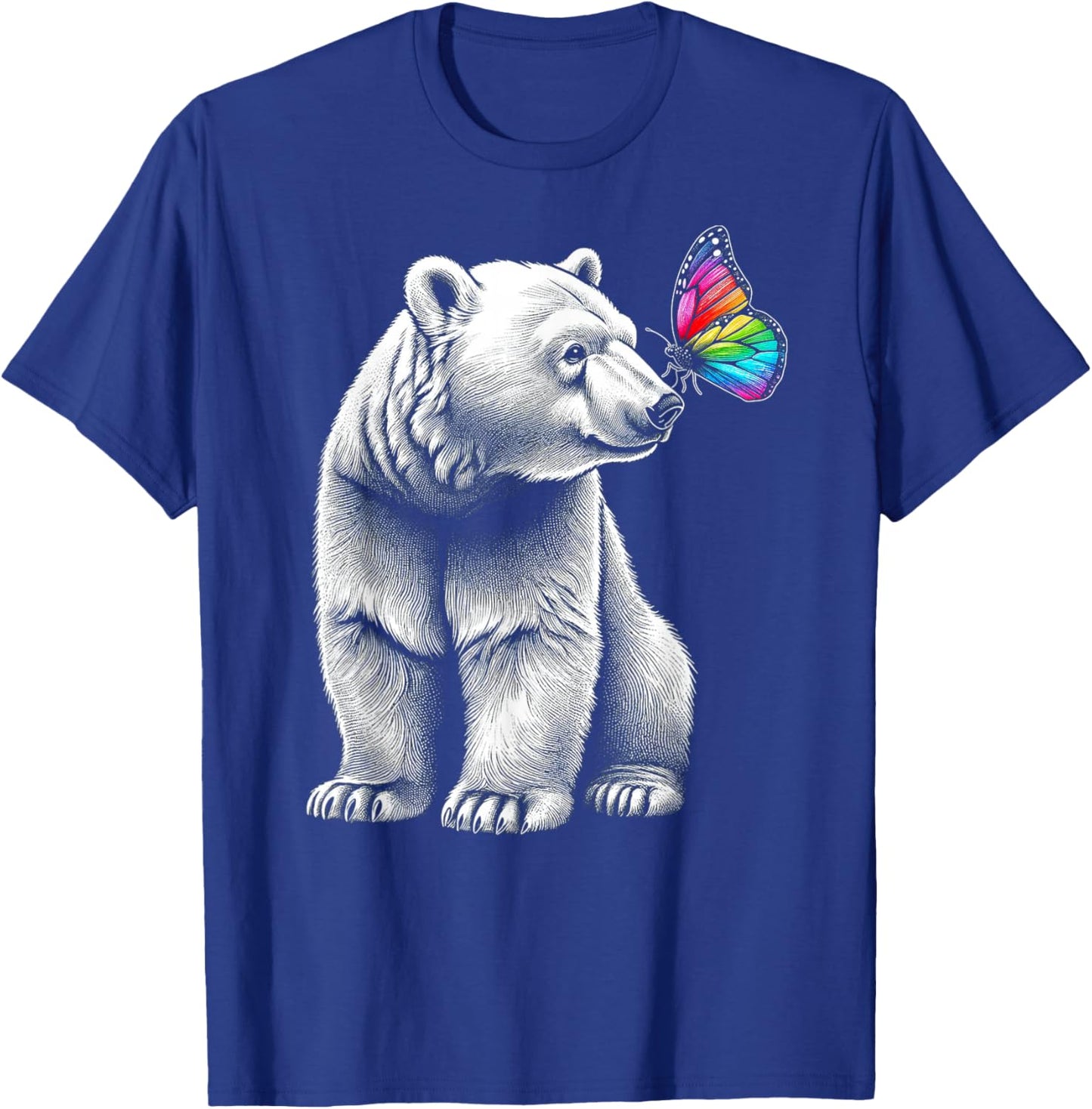 Bear Baby Wildlife Colorful Butterfly Grizzly Bear Artwork T-Shirt - T-Shirt | Royal