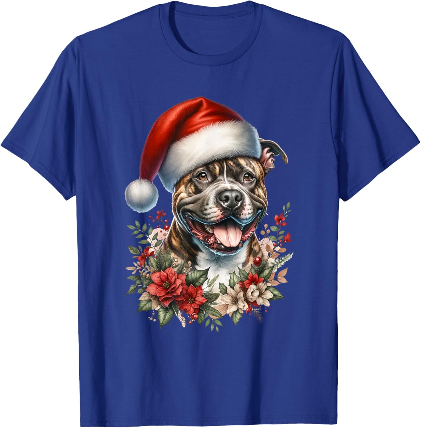 Christmas Brindle Pitbull Pit Dog Bully Watercolor Artwork T-Shirt - T-Shirt | Royal