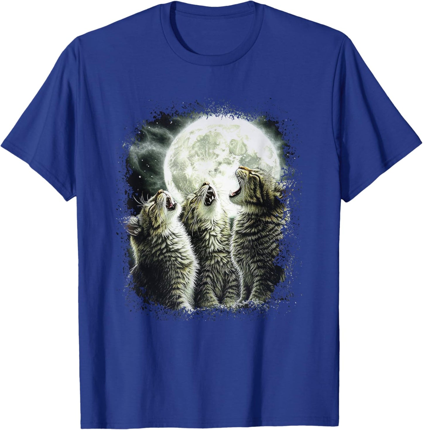 Funny Cats Howling At Moon T-Shirt - T-Shirt | Royal