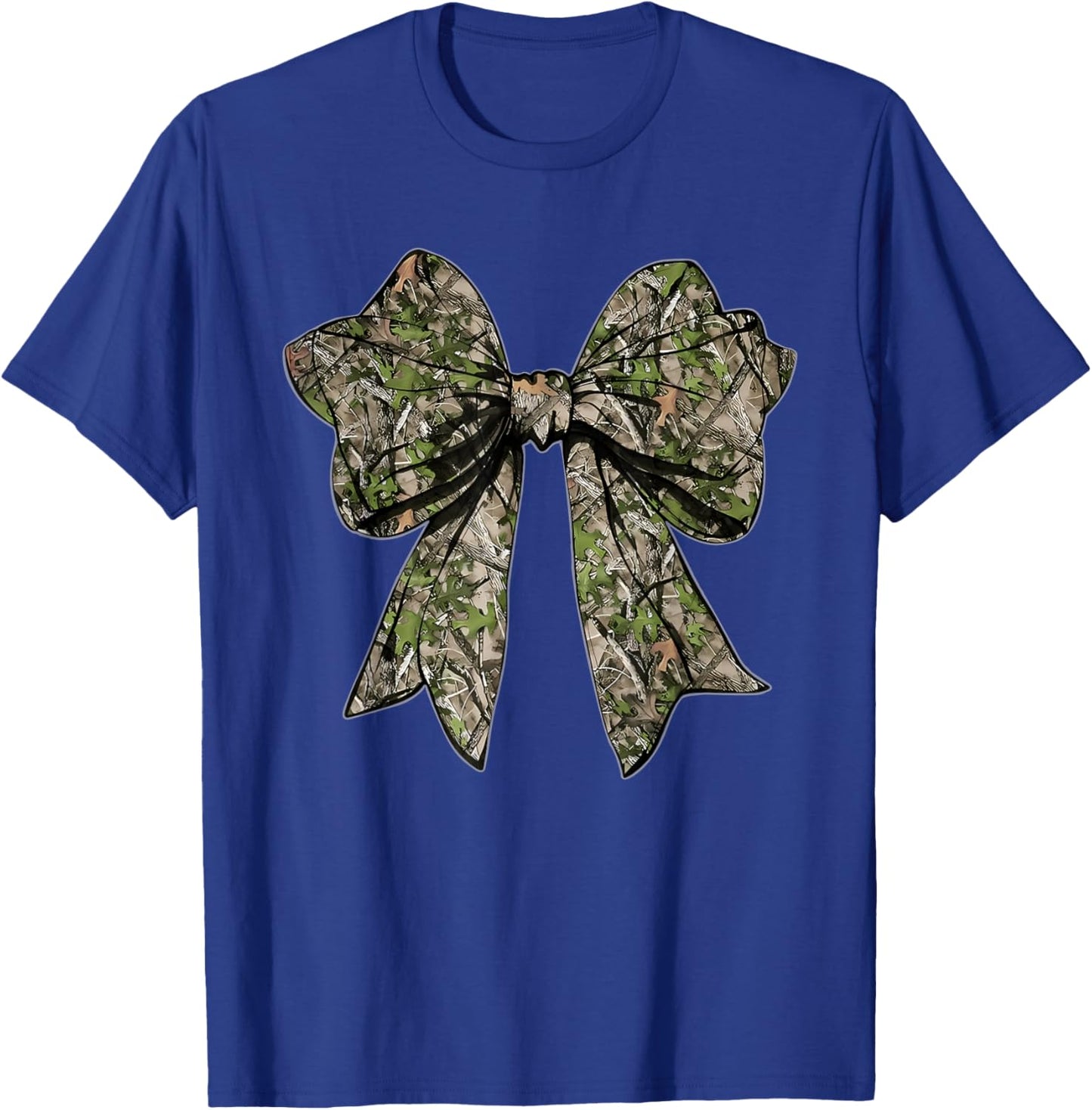 Camo Bow Retro Camouflage Coquette Bow Graphic Girl Women T-Shirt - T-Shirt | Royal