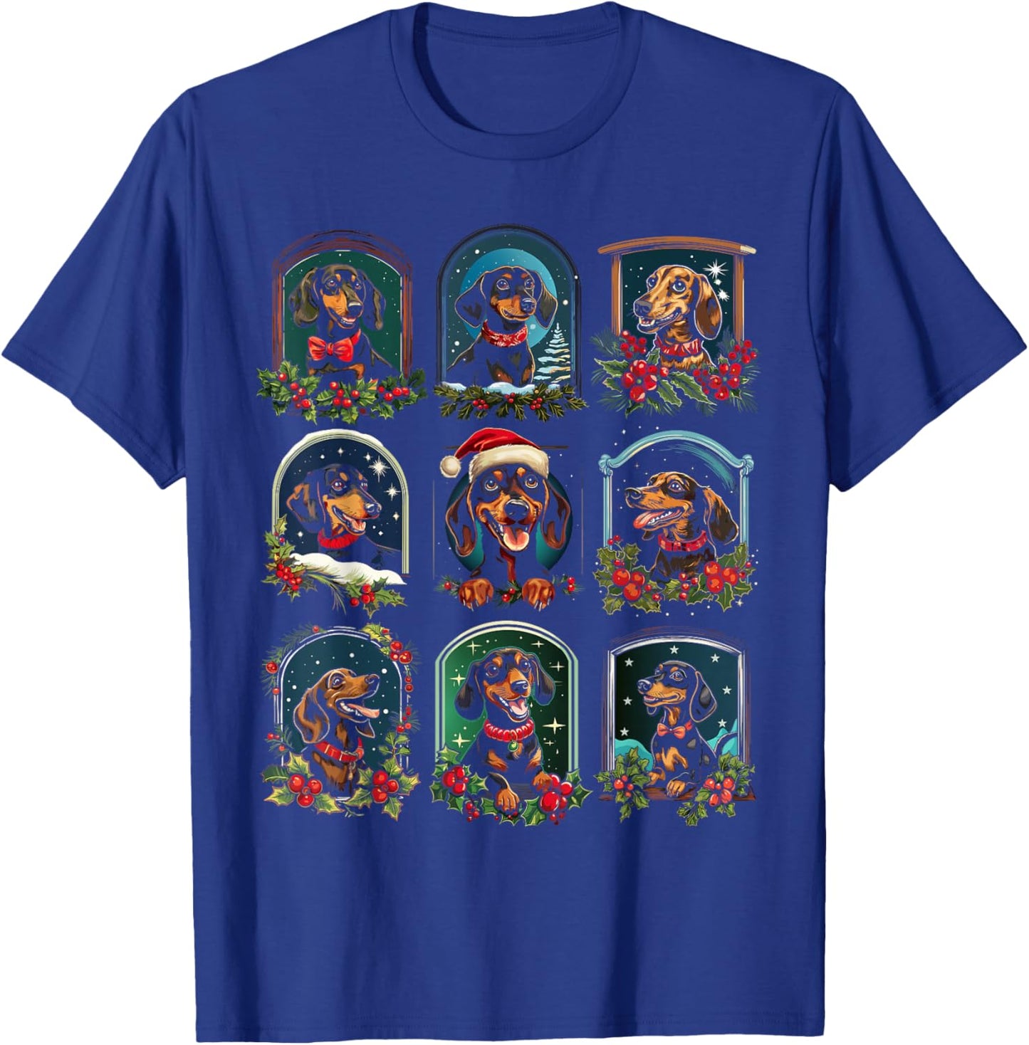 Vintage Christmas Dachshund T-Shirt - T-Shirt | Royal