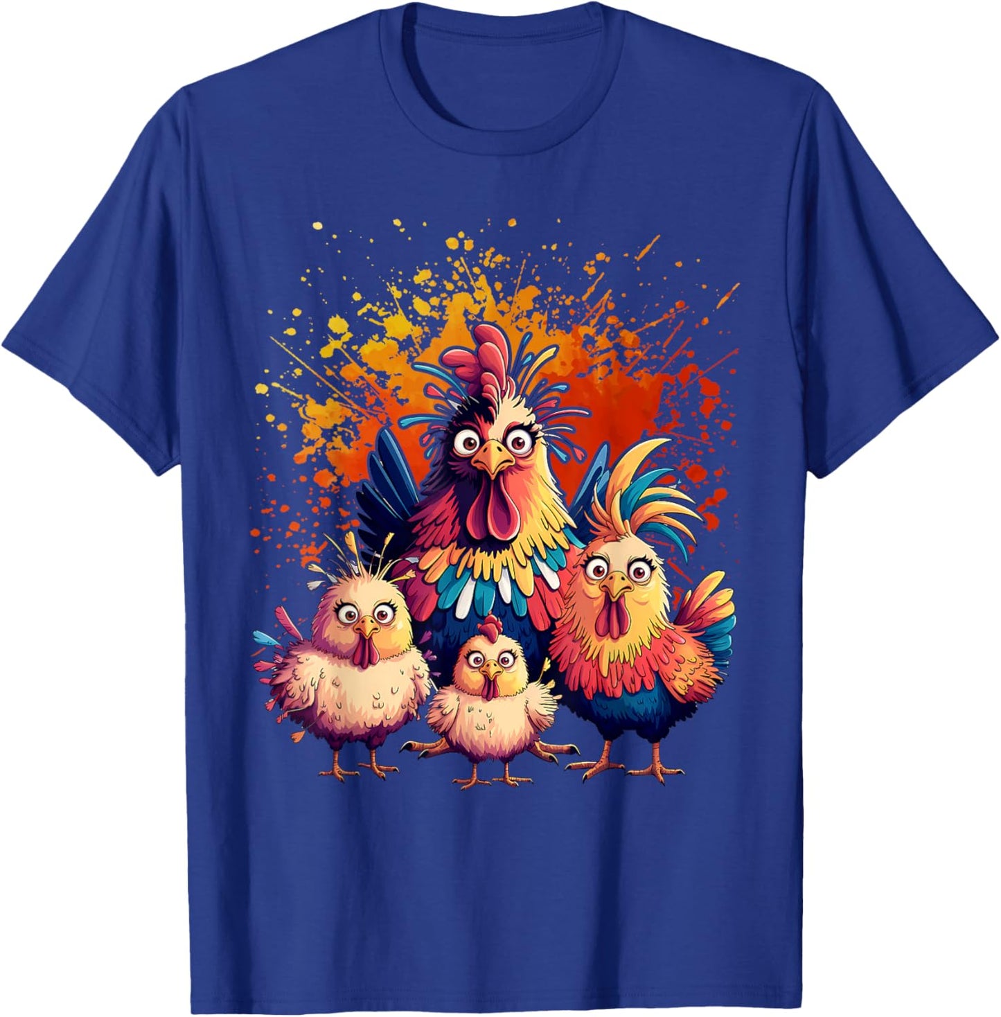 Colorful Funny Chicken Art T-Shirt - T-Shirt | Royal