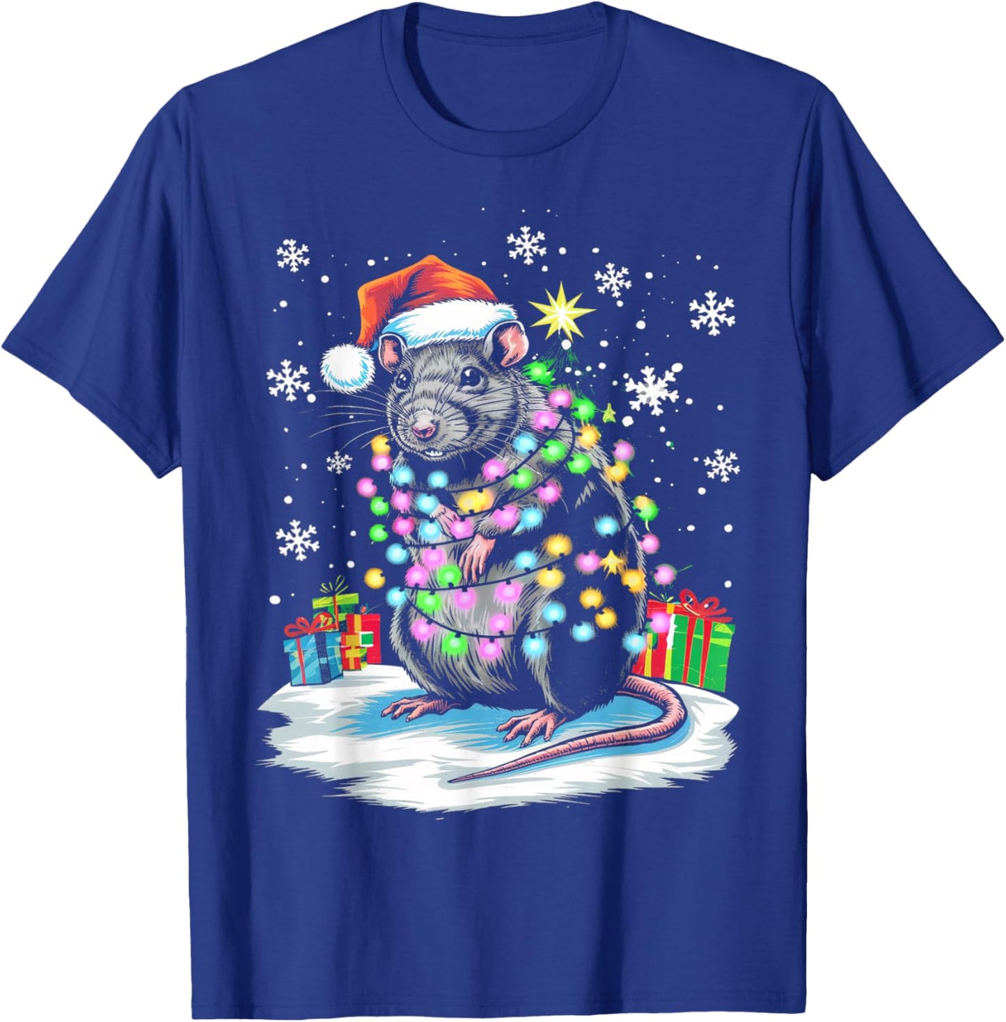 Rat Christmas Light Family T-Shirt - T-Shirt | Royal