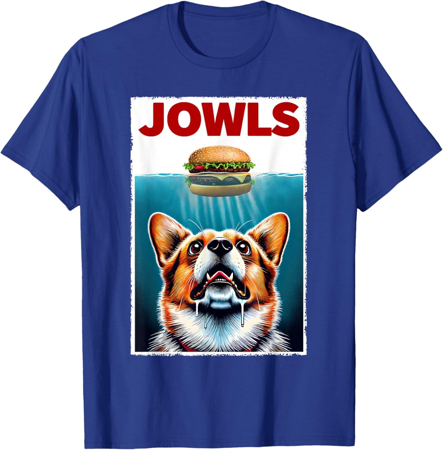 Funny Corgi and Hamburger Parody Jowls Dog Lover T-Shirt - T-Shirt | Royal