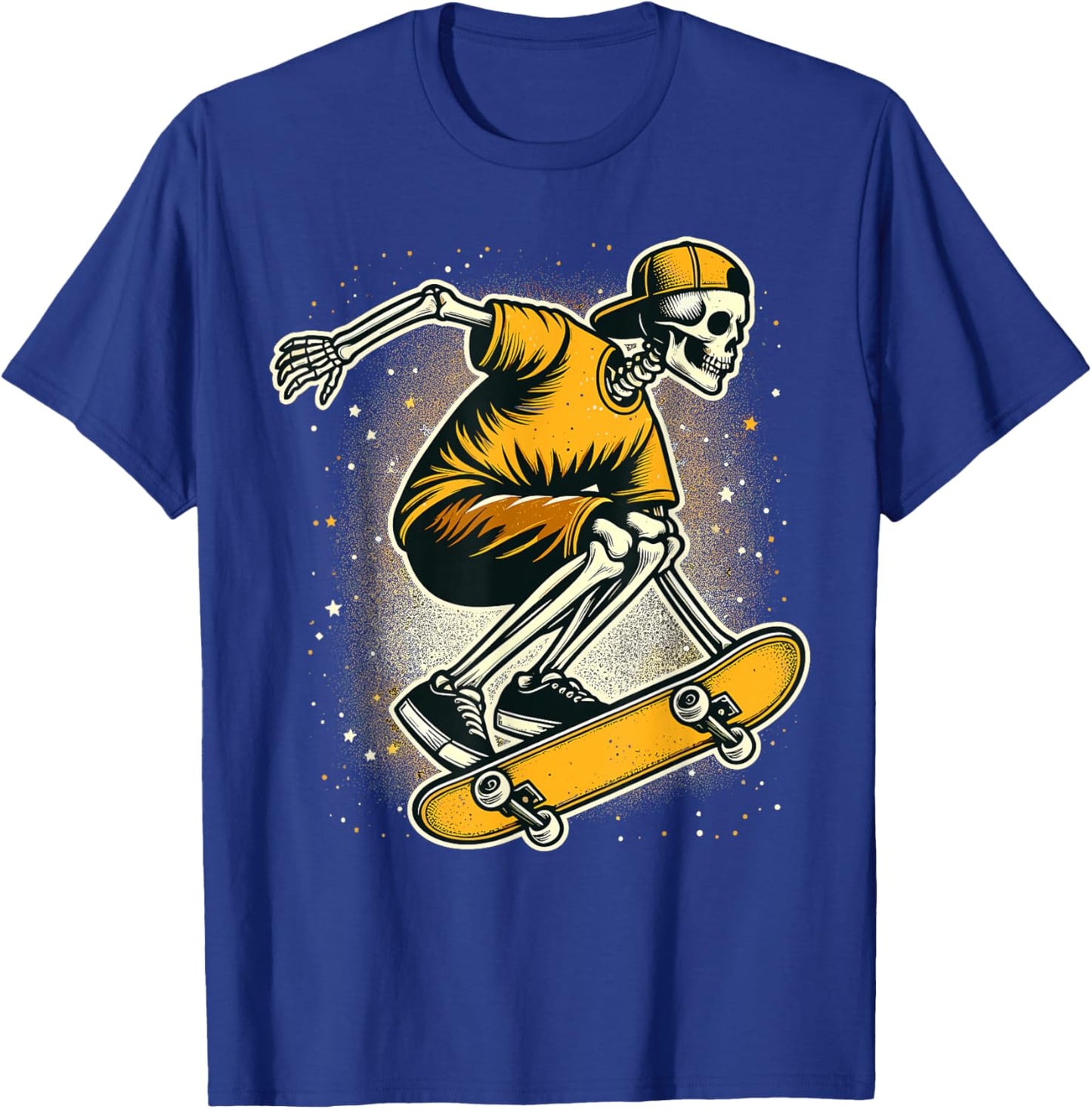 Halloween Skeleton Skater Skateboard T-Shirt - T-Shirt | Royal