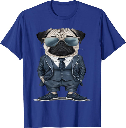 Men Woman Pug Suit Pug T-Shirt - T-Shirt | Royal