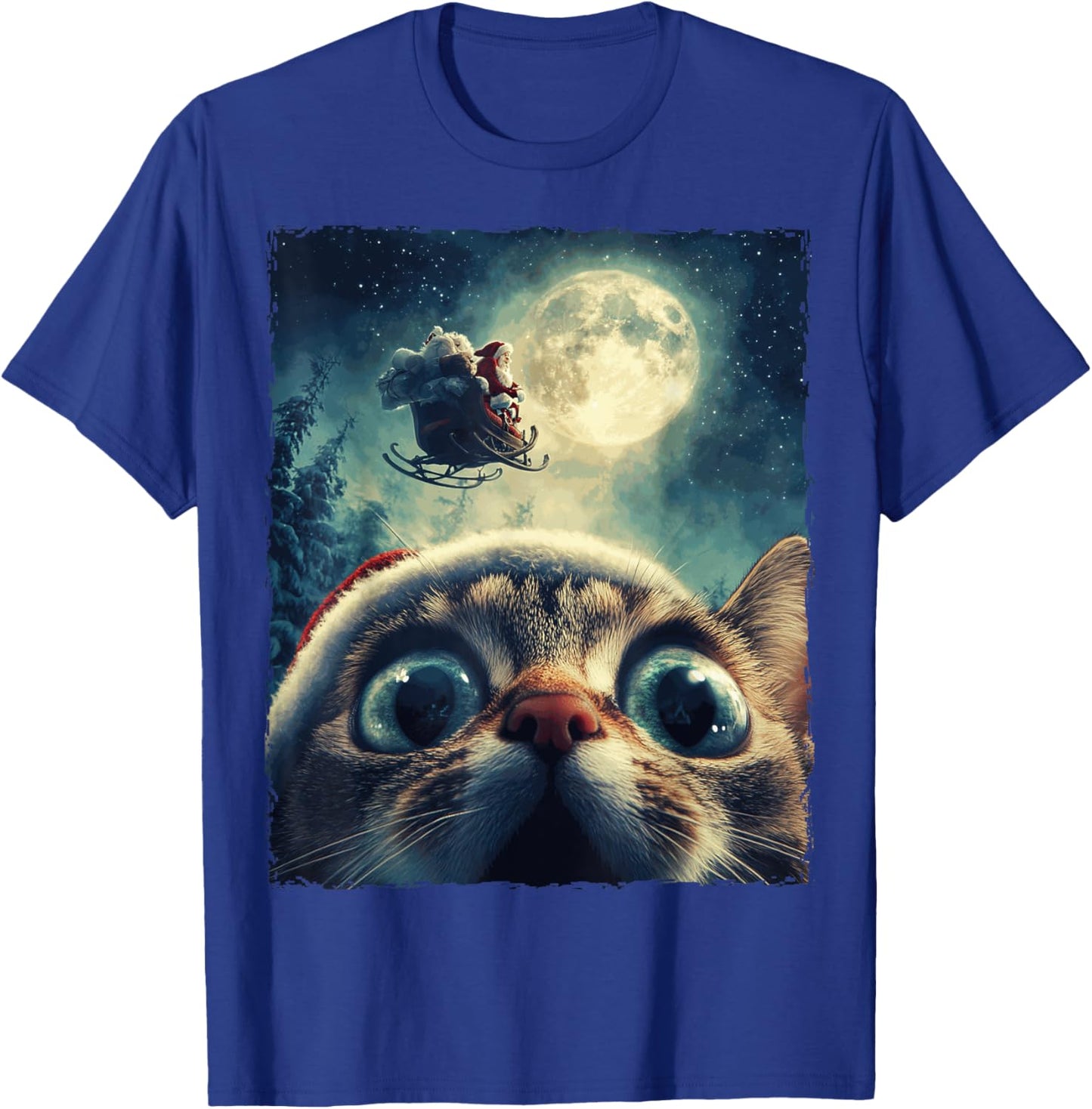 Funny Cat Selfie Santa Moon T-Shirt - T-Shirt | Royal