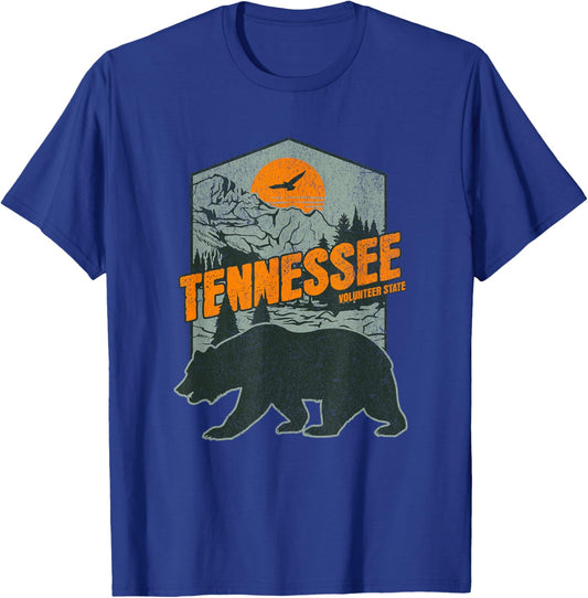 Vintage Tennessee Volunteer State, Smoky Mountains, Bear T-Shirt - T-Shirt | Royal