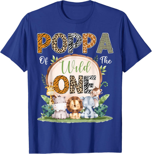 Poppa Of The Wild One First Birthday Safari Woodland T-Shirt - T-Shirt | Royal