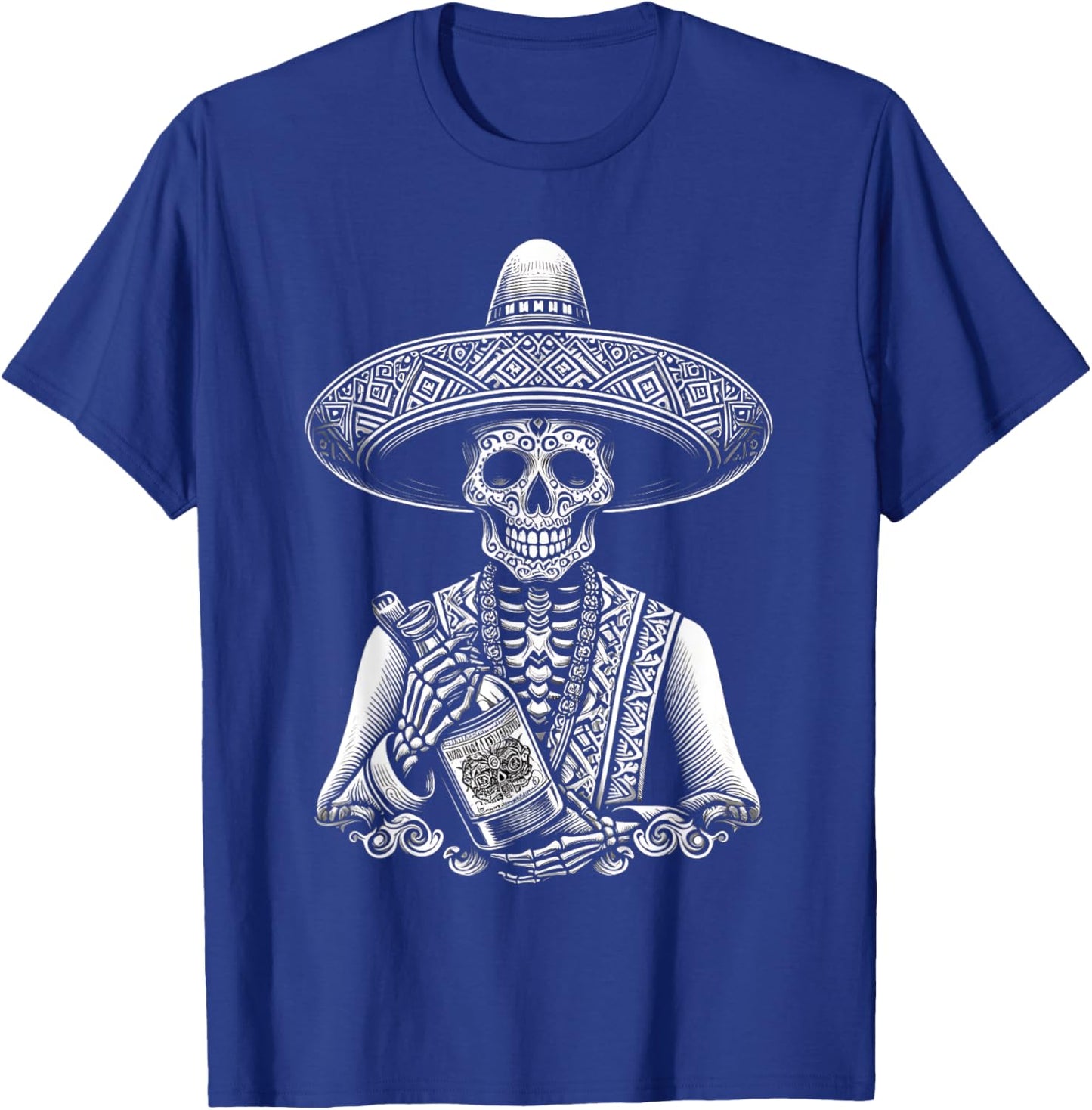 Mexico Tequila Dia De Los Muertos Vintage Mexican Skeleton T-Shirt - T-Shirt | Royal