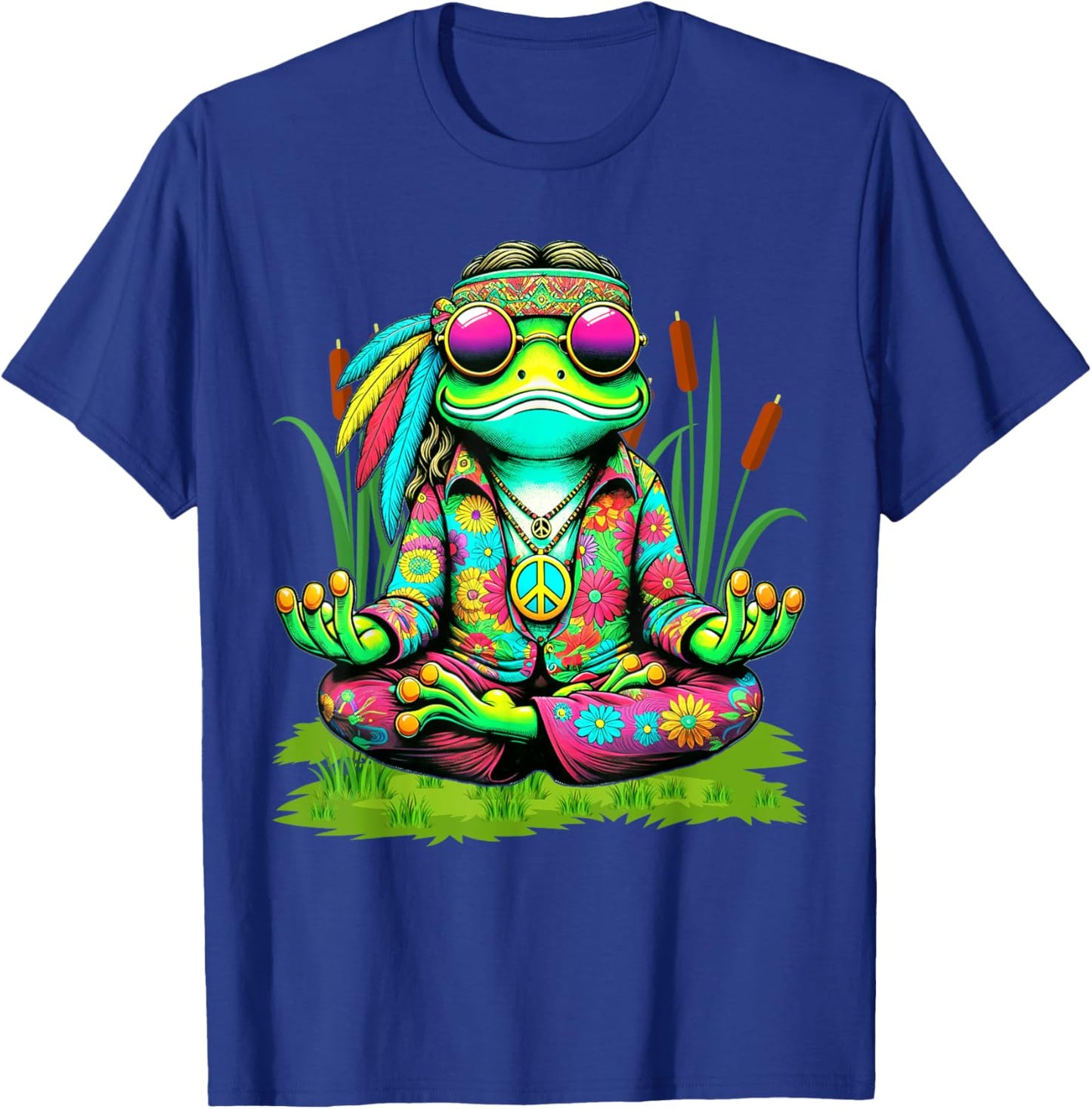 Frog Peace Sign Sunglasses Hippie T-Shirt - T-Shirt | Royal