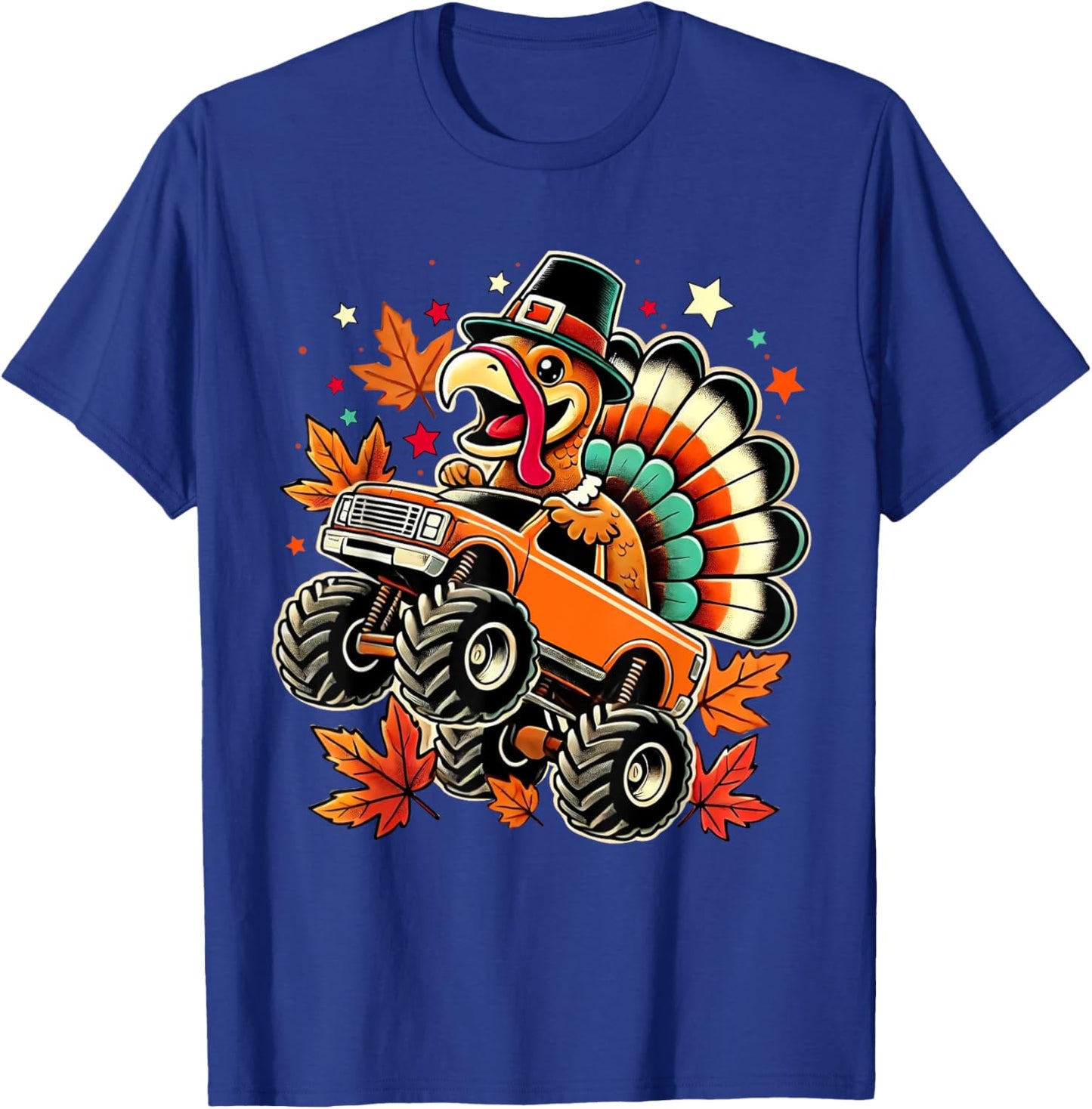 Funny Turkey Driving Monster Truck Thanksgiving Boys Toddler T-Shirt - T-Shirt | Royal
