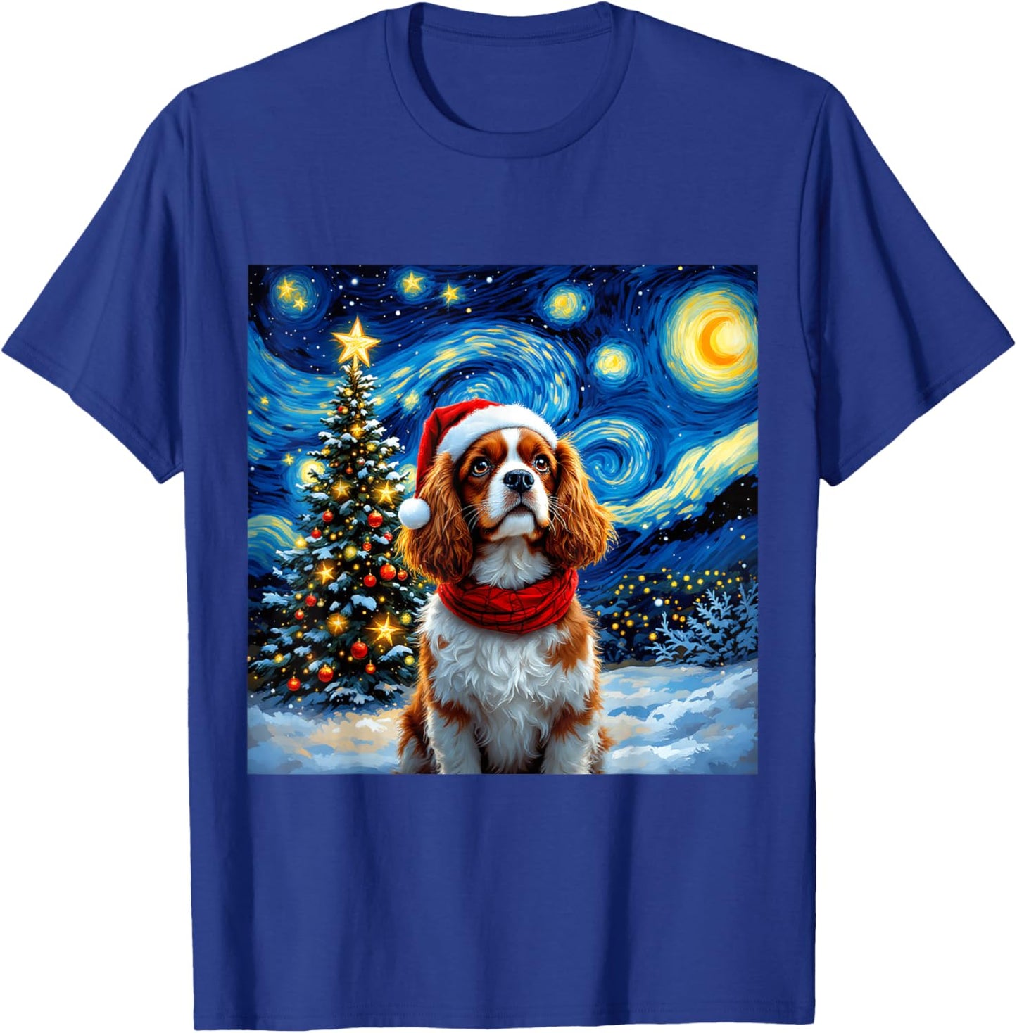 Cavalier King Charles Spaniel Starry Night Christmas Holiday T-Shirt - T-Shirt | Royal