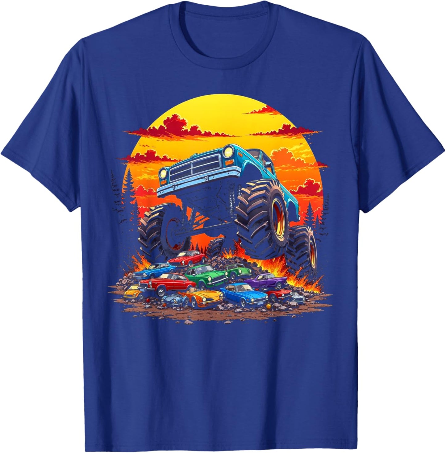 Monster Trucks Birthday Party Retro Monster Truck T-Shirt - T-Shirt | Royal
