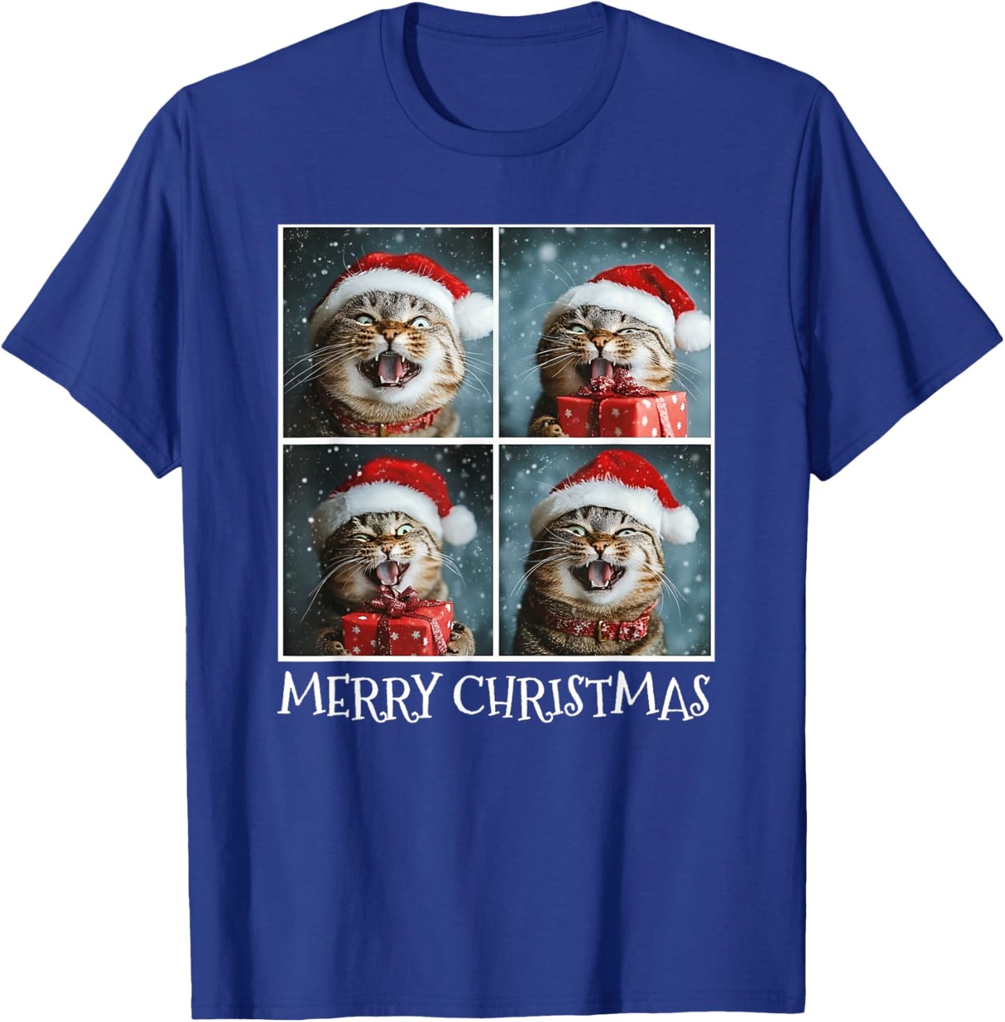 Cat Santa Hat Christmas Cat Selfie T-Shirt - T-Shirt | Royal