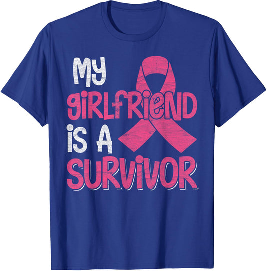My Girlfriend Is A Survivor - Breast Cancer Support Squad T-Shirt - T-Shirt | Royal
