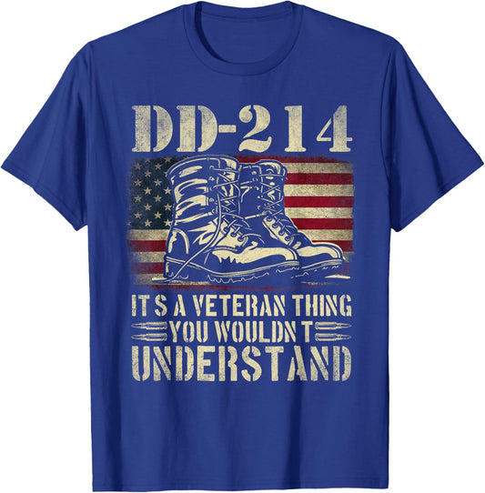DD-214 Alumni Veterans Patriotic US American Flag T-Shirt - T-Shirt | Royal