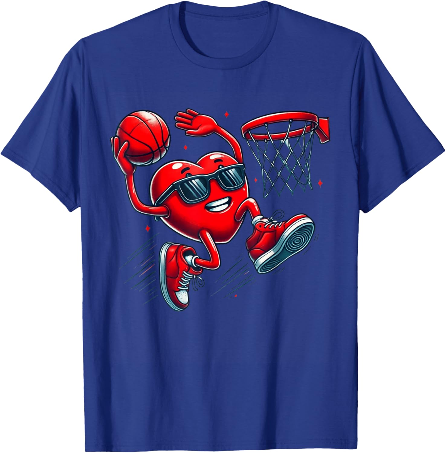 Valentines Day Basketball Funny Red Heart Love Boys Kids T-Shirt - T-Shirt | Royal