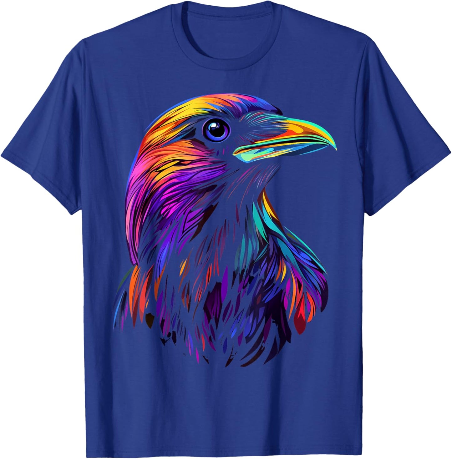 Colorful Crow Face Cute Birds Animal Lover Men Women Black T-Shirt - T-Shirt | Royal