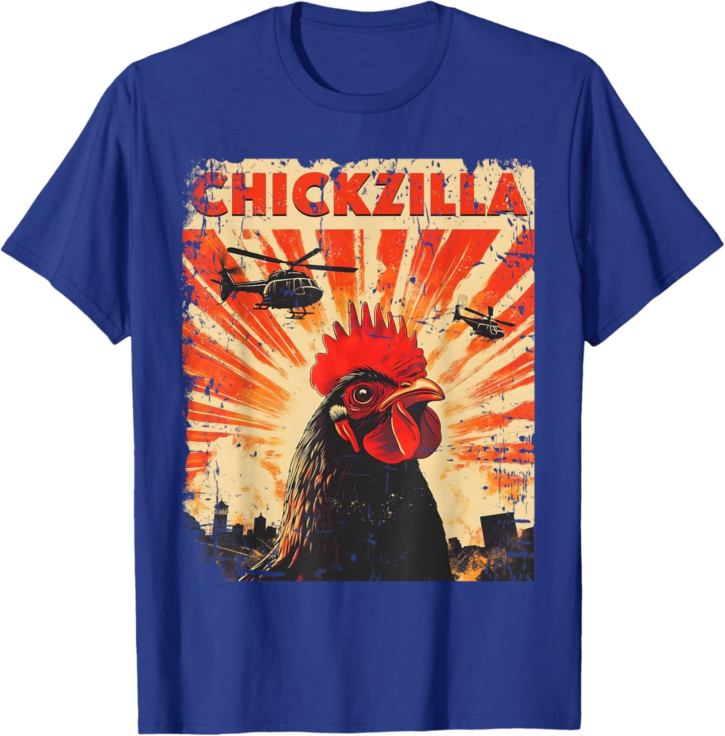 Funny Chicken Japan Retro Vintage Design Chickzilla T-Shirt - T-Shirt | Royal
