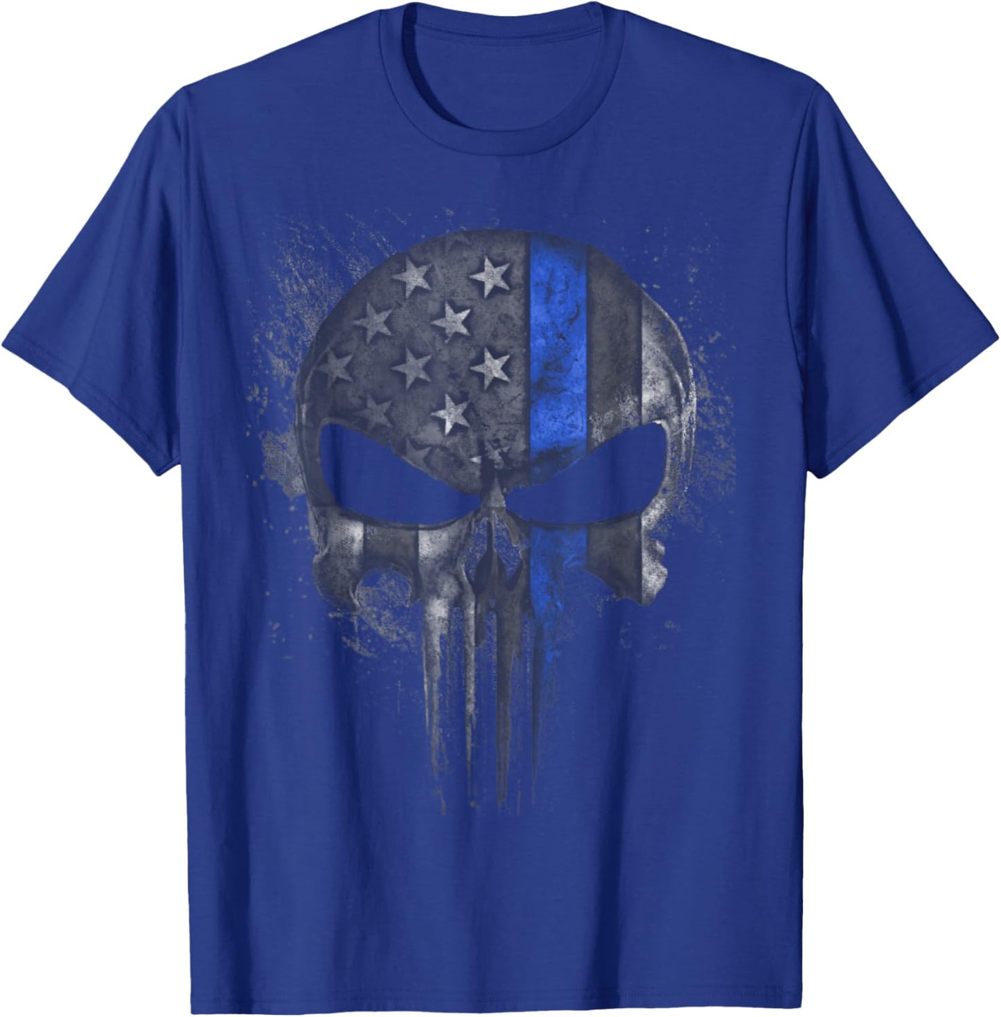 Thin Blue Line Skull T-Shirt - T-Shirt | Royal