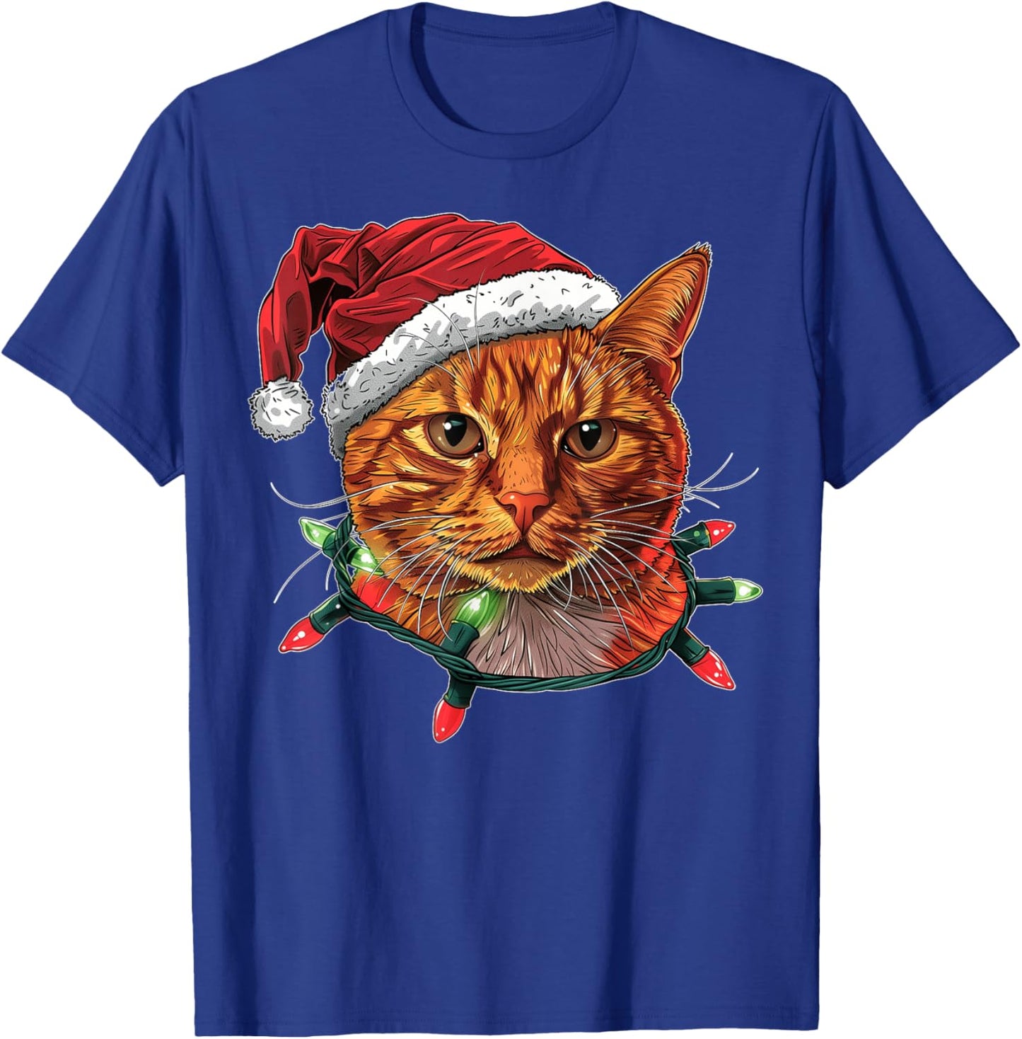 Cute Orange Cat Tabby Cat Christmas Hat Xmas Women Kids T-Shirt - T-Shirt | Royal