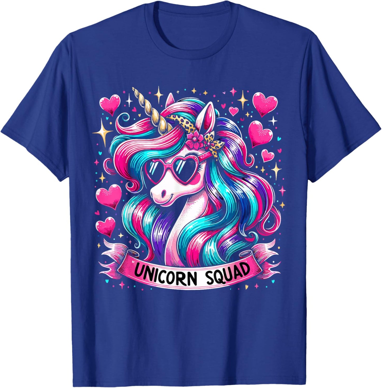 Unicorn Squad Unicorn with leopard Bandana T-Shirt - T-Shirt | Royal