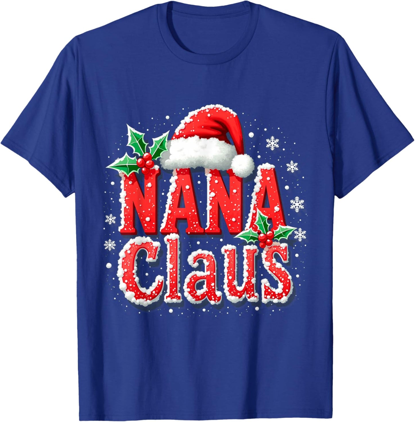 Nana Claus Santa Hat Christmas lights family Xmas Men Women T-Shirt - T-Shirt | Royal