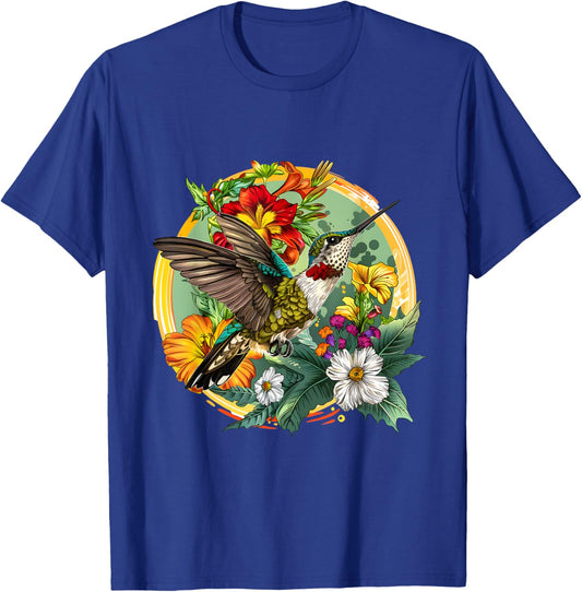 Bird and Blossoms: A Tribute to National Bird Day T-Shirt - T-Shirt | Royal