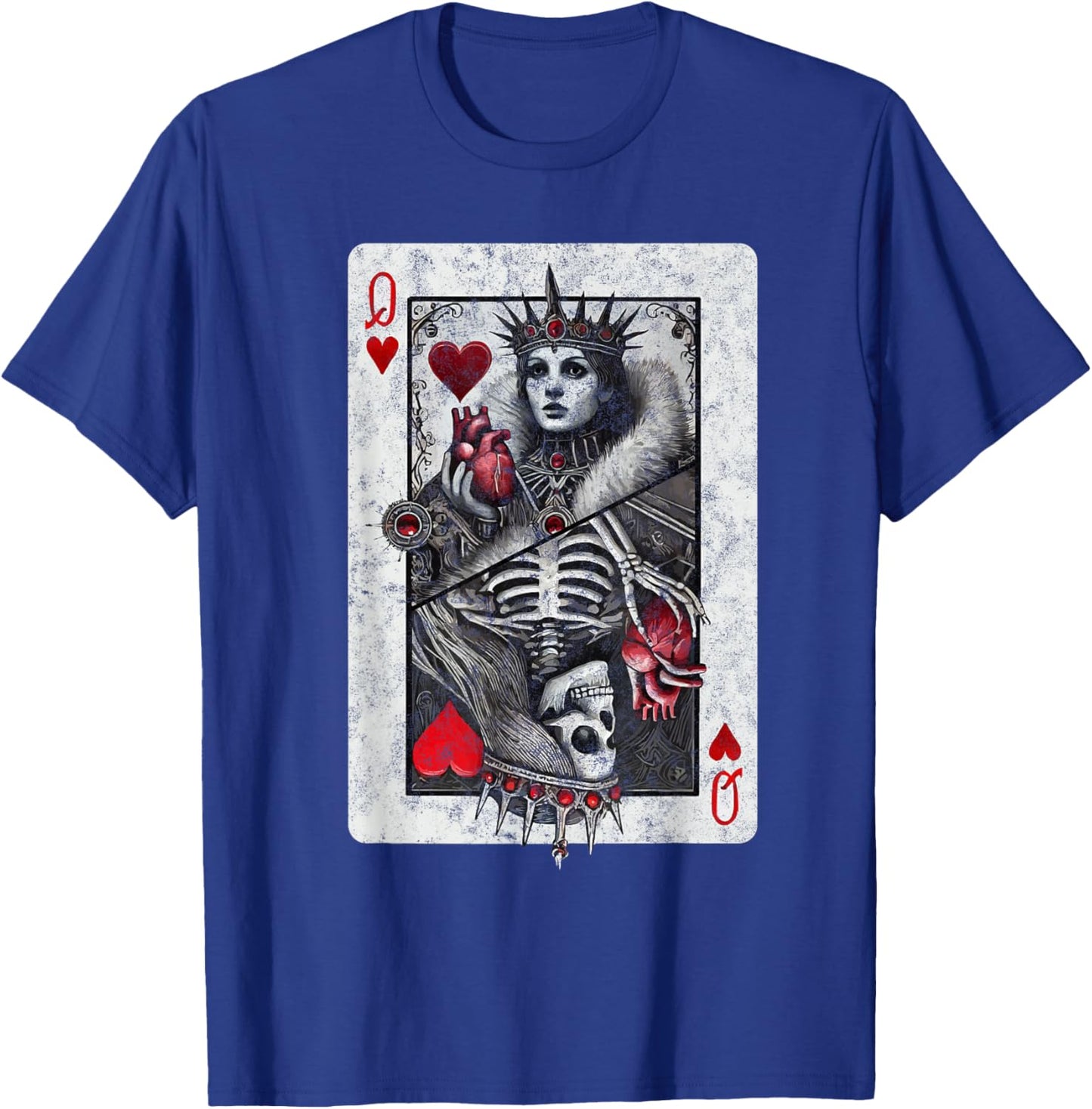 Playing Card Queen of Hearts Death Skeleton Halloween T-Shirt - T-Shirt | Royal