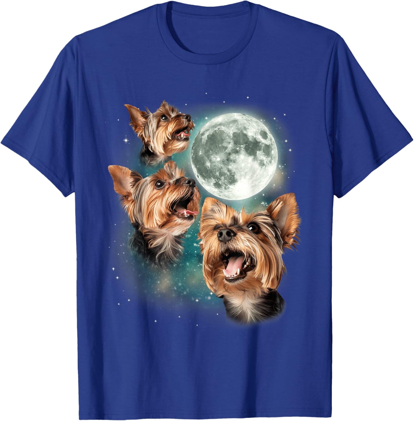 3 Yorkie Moon | Three Yorkshire Terriers Dog Lovers Cute T-Shirt - T-Shirt | Royal